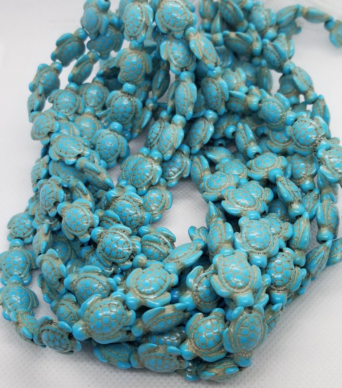 Beachy Boho Turtle Beads, Tortoise Beads, 1 strand, 18.5x15x8mm, Hole 1.5mm, about 22pcs/strand, Full Strand, Synthetic Howlite, Dyed