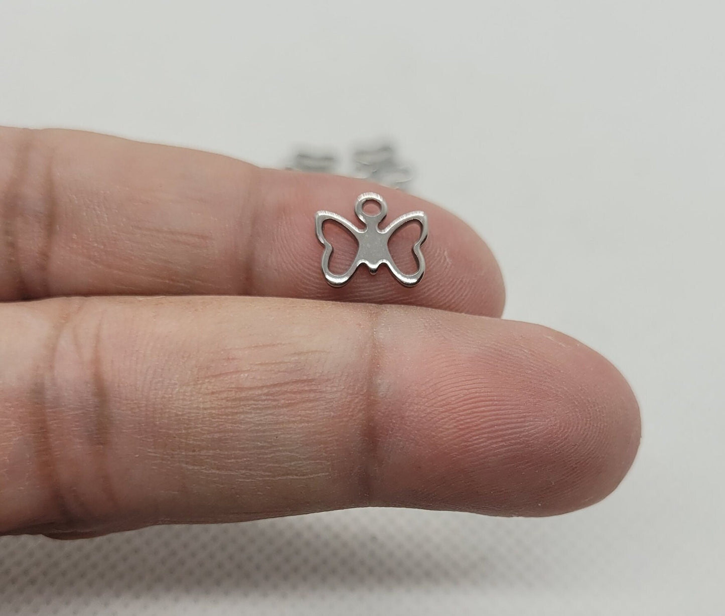 Small Stainless Butterfly Charms, 10 pieces, Silver, 9x10x1mm, Hole ~1.3mm, Silver Jewelry Making Supplies