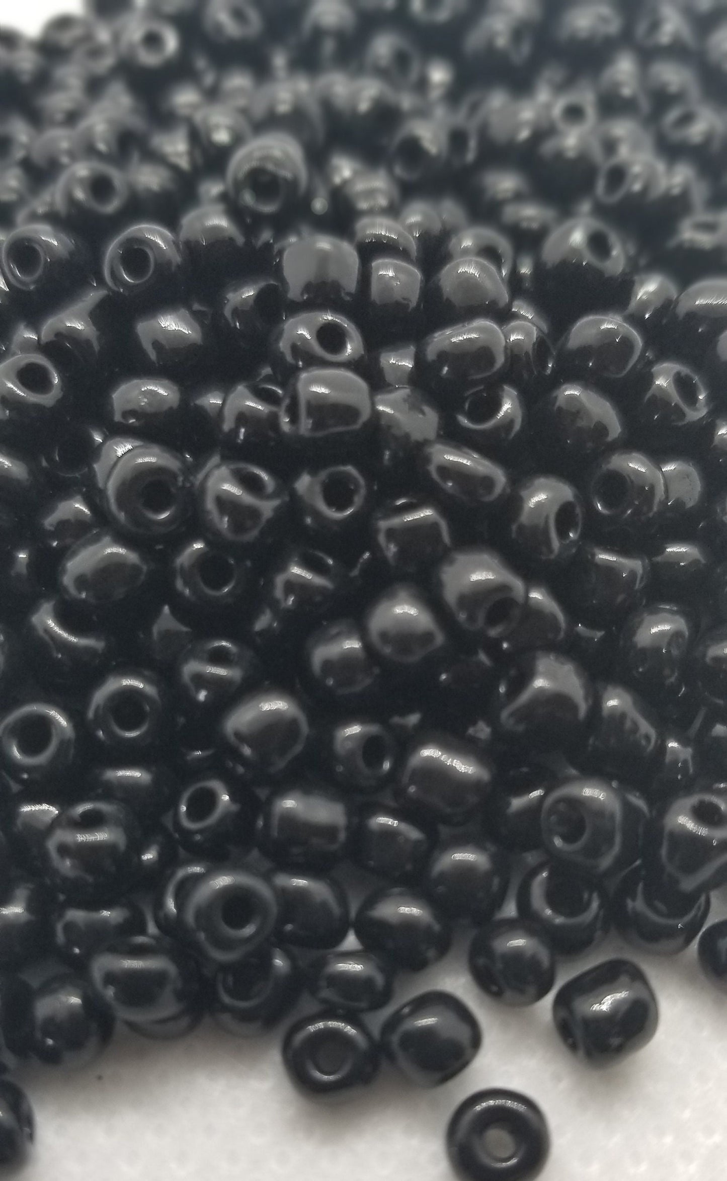 30 grams Black Glass Seed Beads, about 325 beads per pack, Opaque, about 4mm in diameter, size 6/0, hole 1.5mm