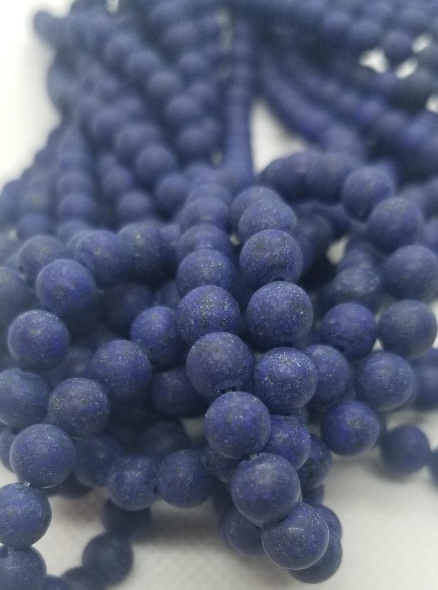 1 strand Natural Lapis Lazuli Beads, Round, Frosted, Dyed, 6~6.5mm, Hole 1mm, about 60pcs per strand, 15 inches, full strand
