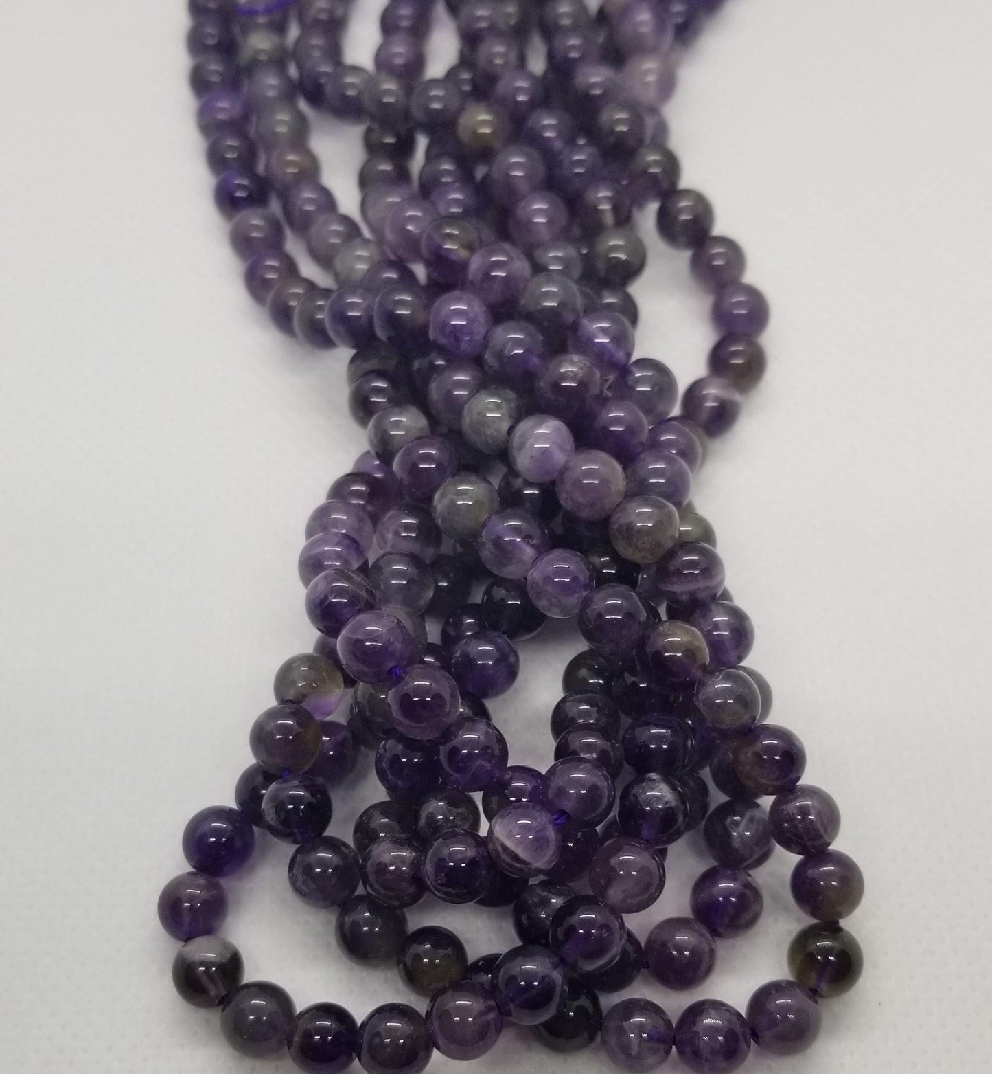 1 Strand Natural Amethyst beads, Grade AB, polished, round, 6mm, hole 1mm, about 60 pcs/strand, Full 15" strand