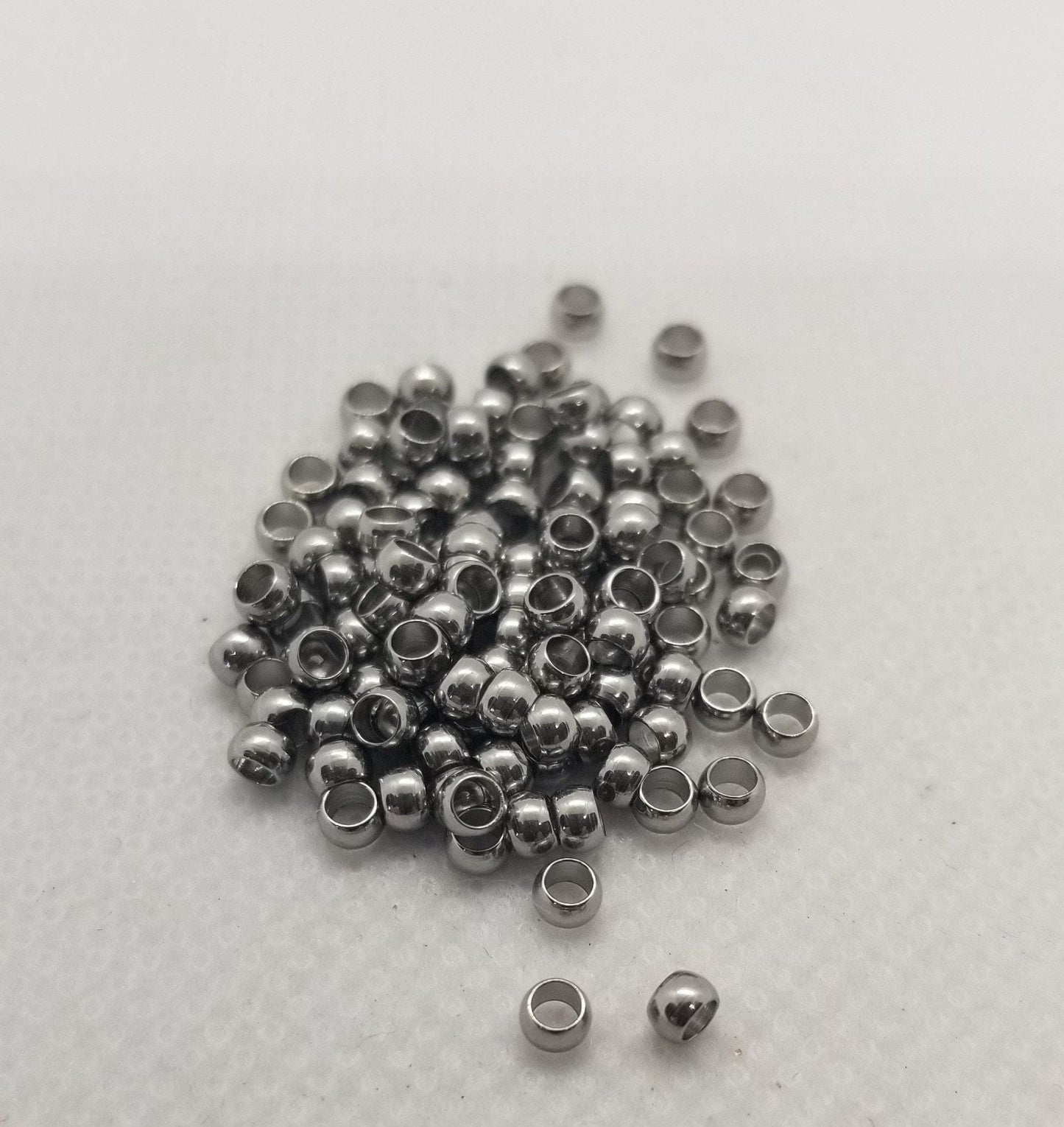 10 pieces 304 Stainless Steel Rondelle Spacer Beads, Small Rondelle, Stainless Steel Color, 3x2mm, Hole 1.8mm