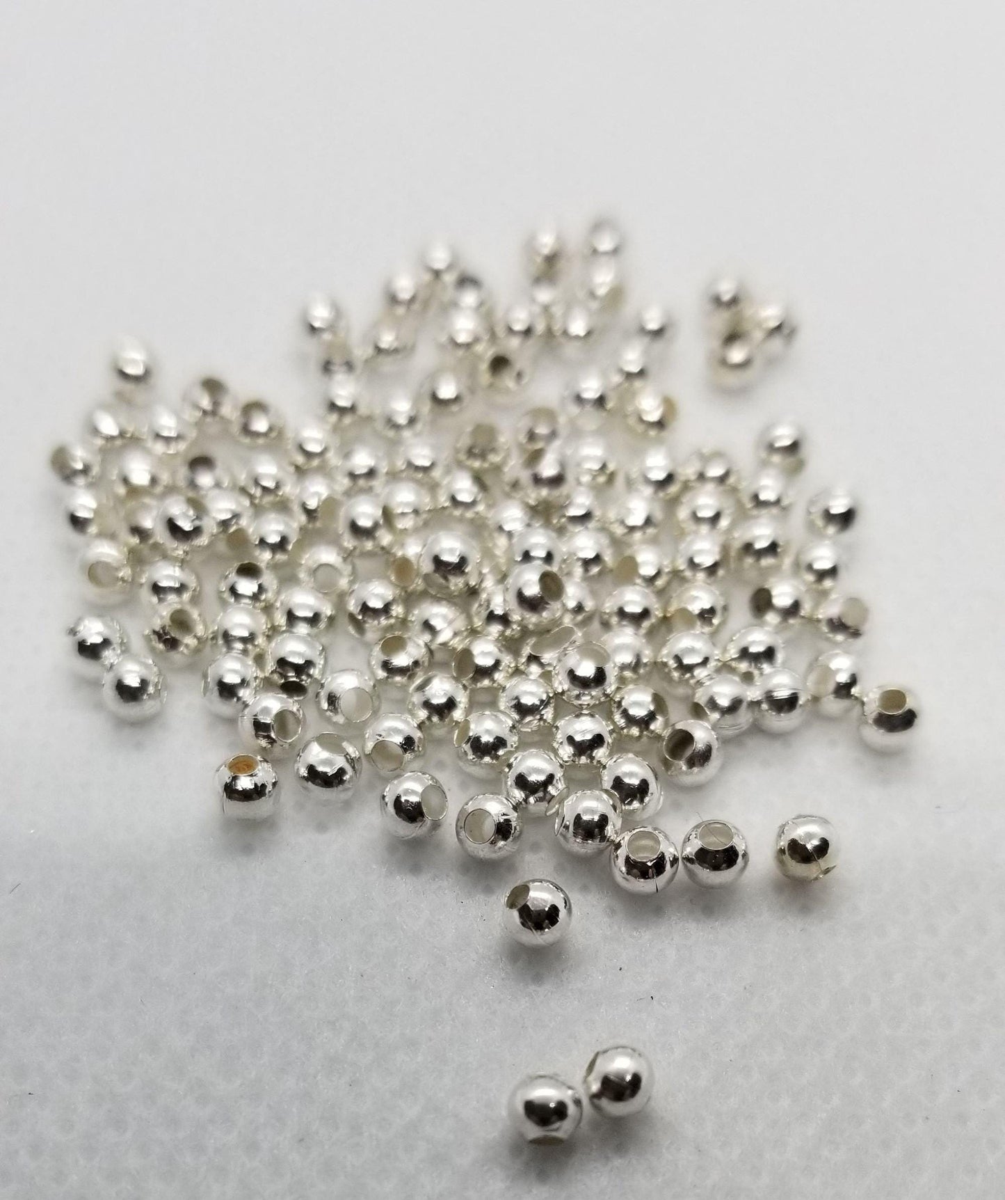 Bright Silver, Gold or Gunmetal Round Spacer Beads, 4 grams (min 100 pcs), 3mm Round, hole 1.2mm, See description for details
