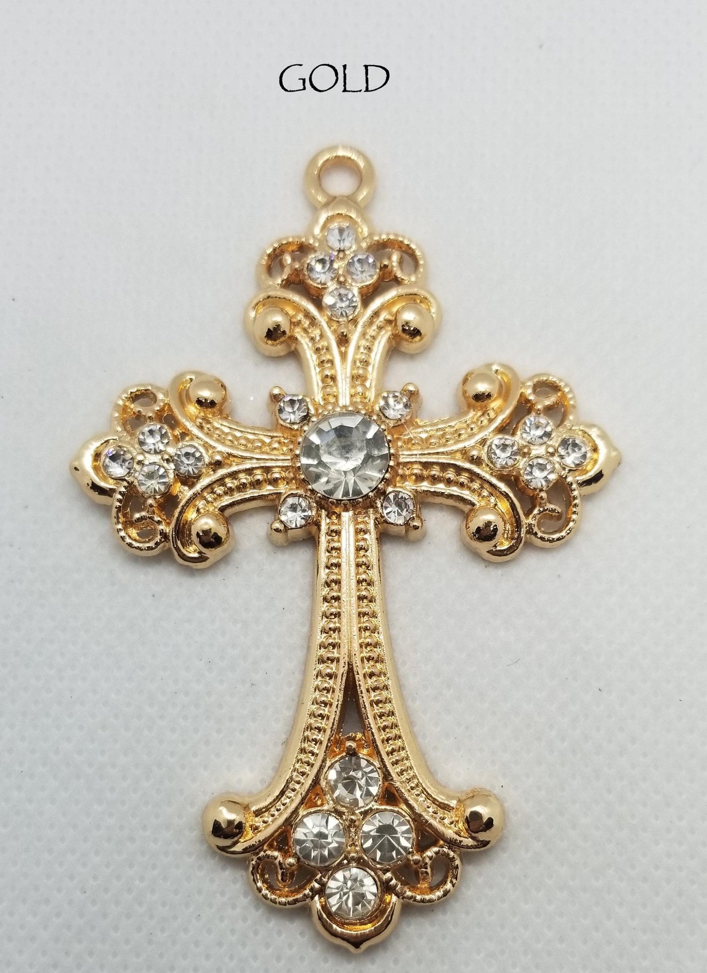 2 pcs Extra Large Rhinestone Cross, Big Pendant, Choose from Silver, Antique Silver, Gold or Antique Gold, 75x50x7mm, Hole 3.5mm