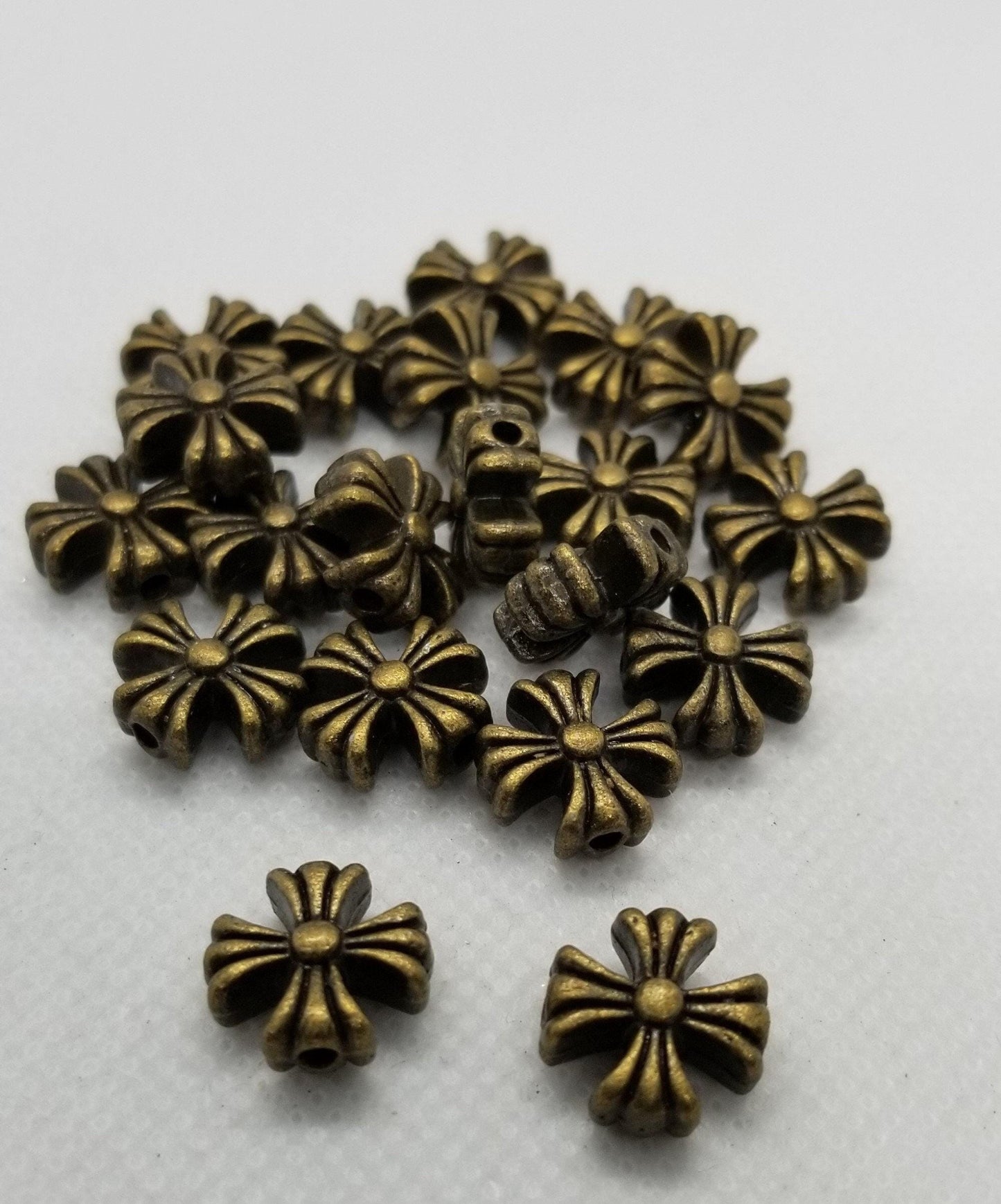 5 pieces Bronze Cross, Tibetan Style Alloy, Orthodox Cross, Cadmium, Nickel, Lead Free, Antique Bronze, 12x13x6mm, Hole 1.5mm