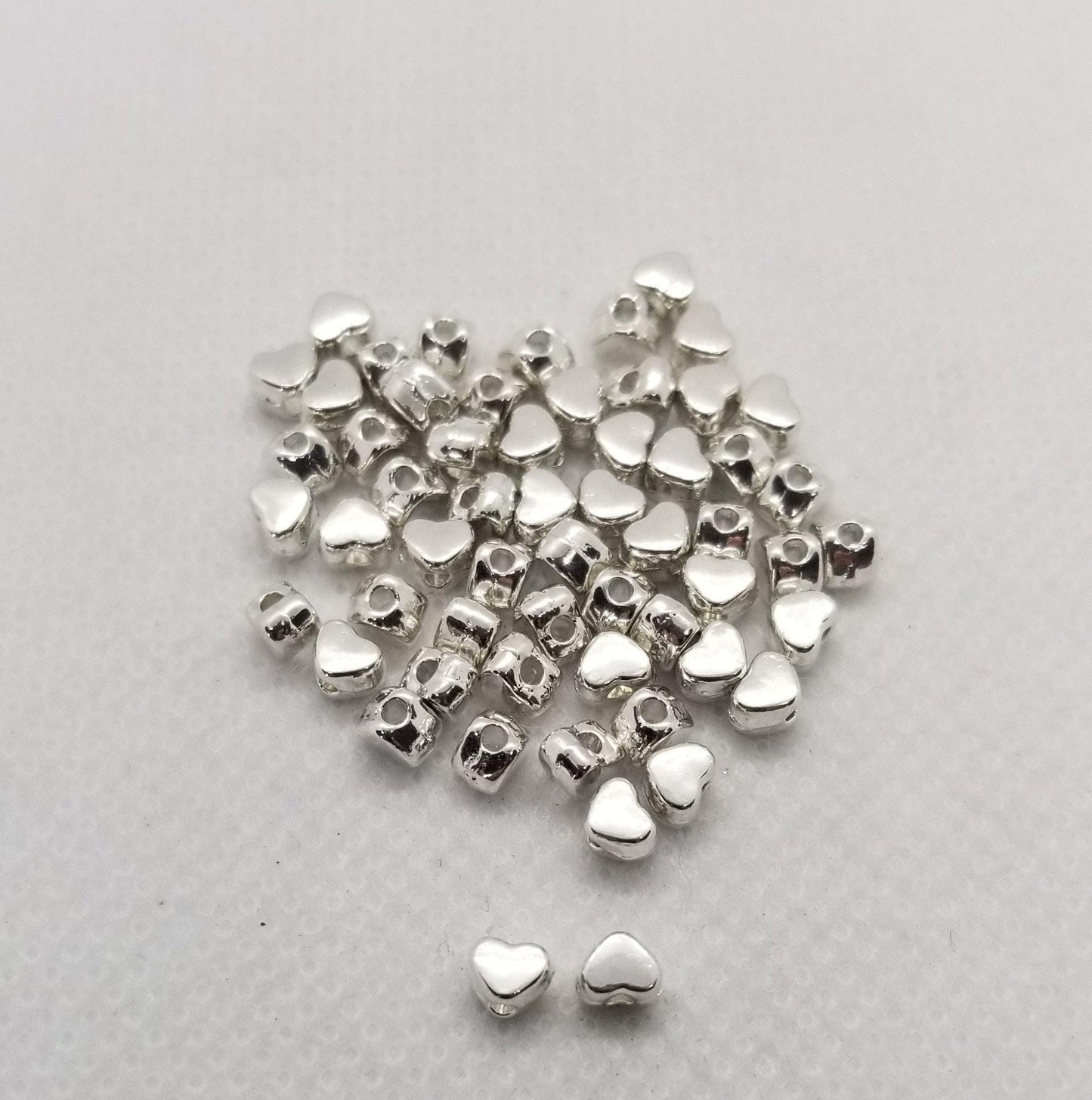 20 pieces Puffy Heart Spacer Beads, Tibetan Style Brass Alloy, Cadmium, Nickel, Lead Free, Silver or Gold, 3.5x4x3mm, Hole 1.5mm