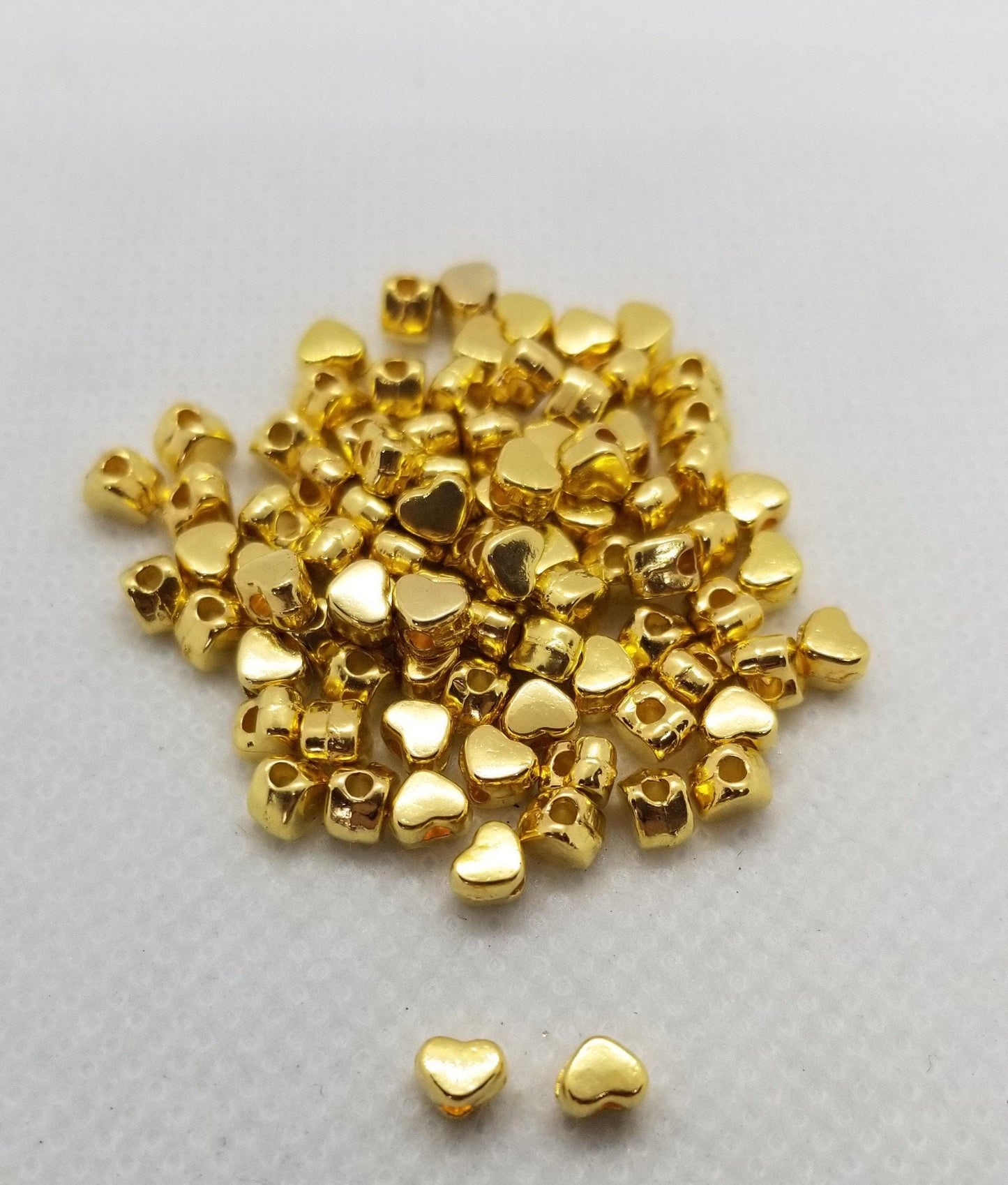 20 pieces Puffy Heart Spacer Beads, Tibetan Style Brass Alloy, Cadmium, Nickel, Lead Free, Silver or Gold, 3.5x4x3mm, Hole 1.5mm