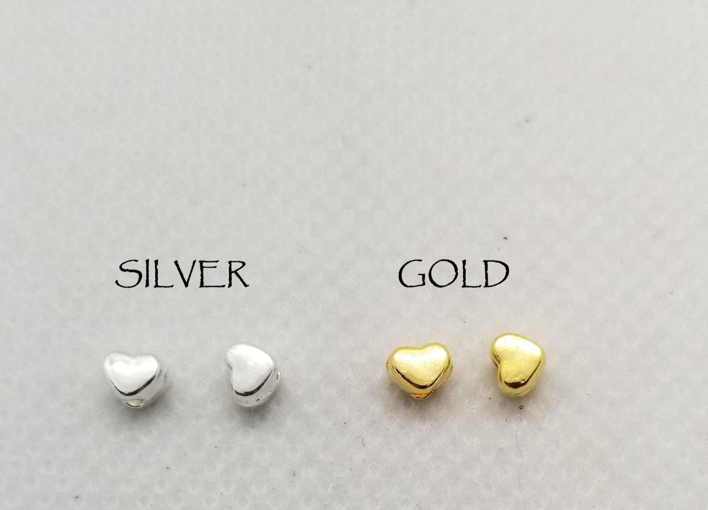 20 pieces Puffy Heart Spacer Beads, Tibetan Style Brass Alloy, Cadmium, Nickel, Lead Free, Silver or Gold, 3.5x4x3mm, Hole 1.5mm