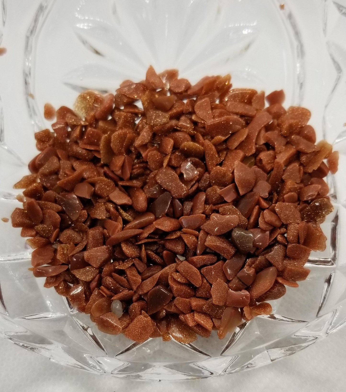 30 grams Synthetic Goldstone Crystal Chips, No Hole, Undrilled, Small to Medium size, about 2~8x2~4mm