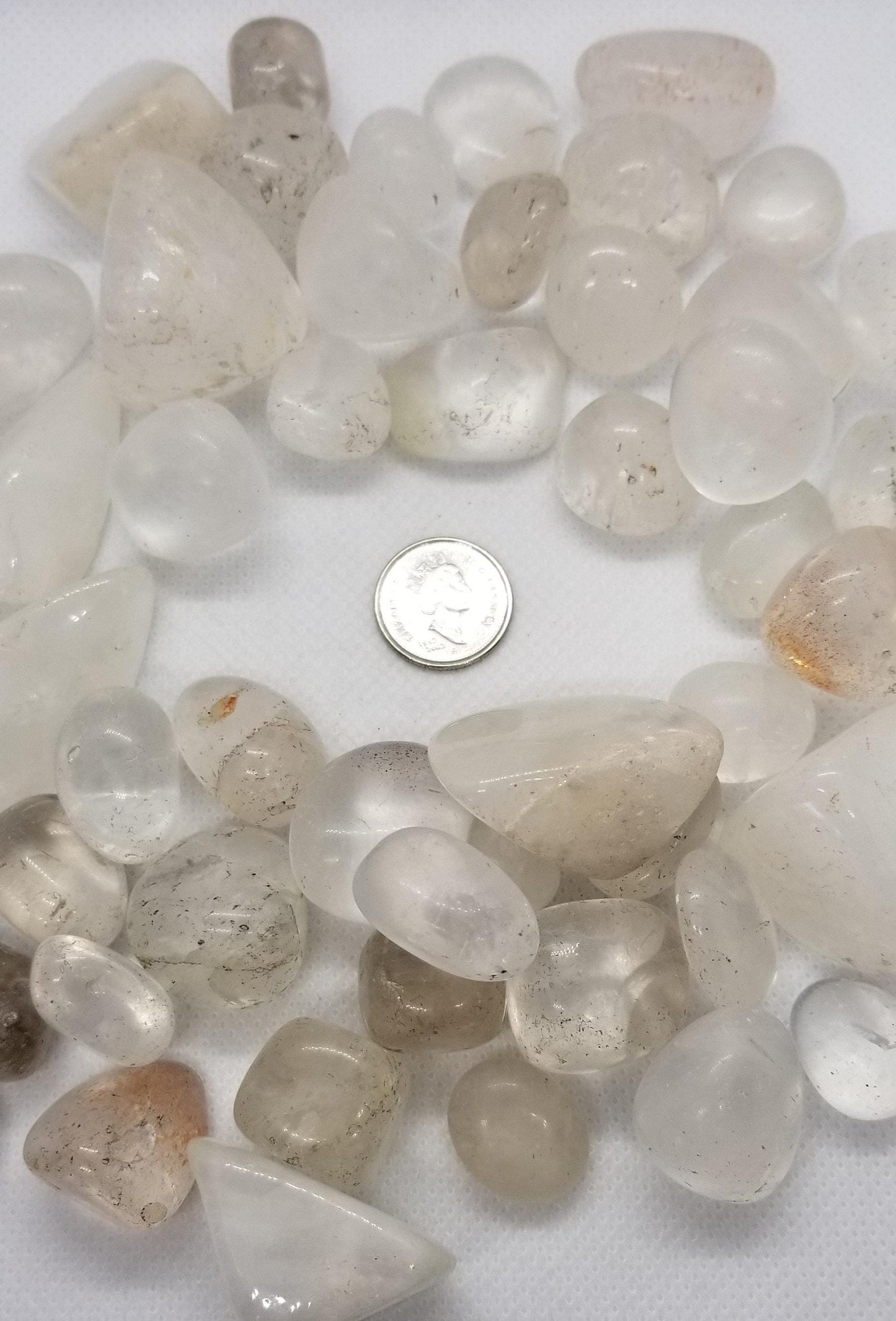 Natural Quartz Tumbled Stones, Clear Quartz with occlusions, 1 piece Quartz Crystal, Tumbled for Wire wrapping, Jewelry making, Undrilled