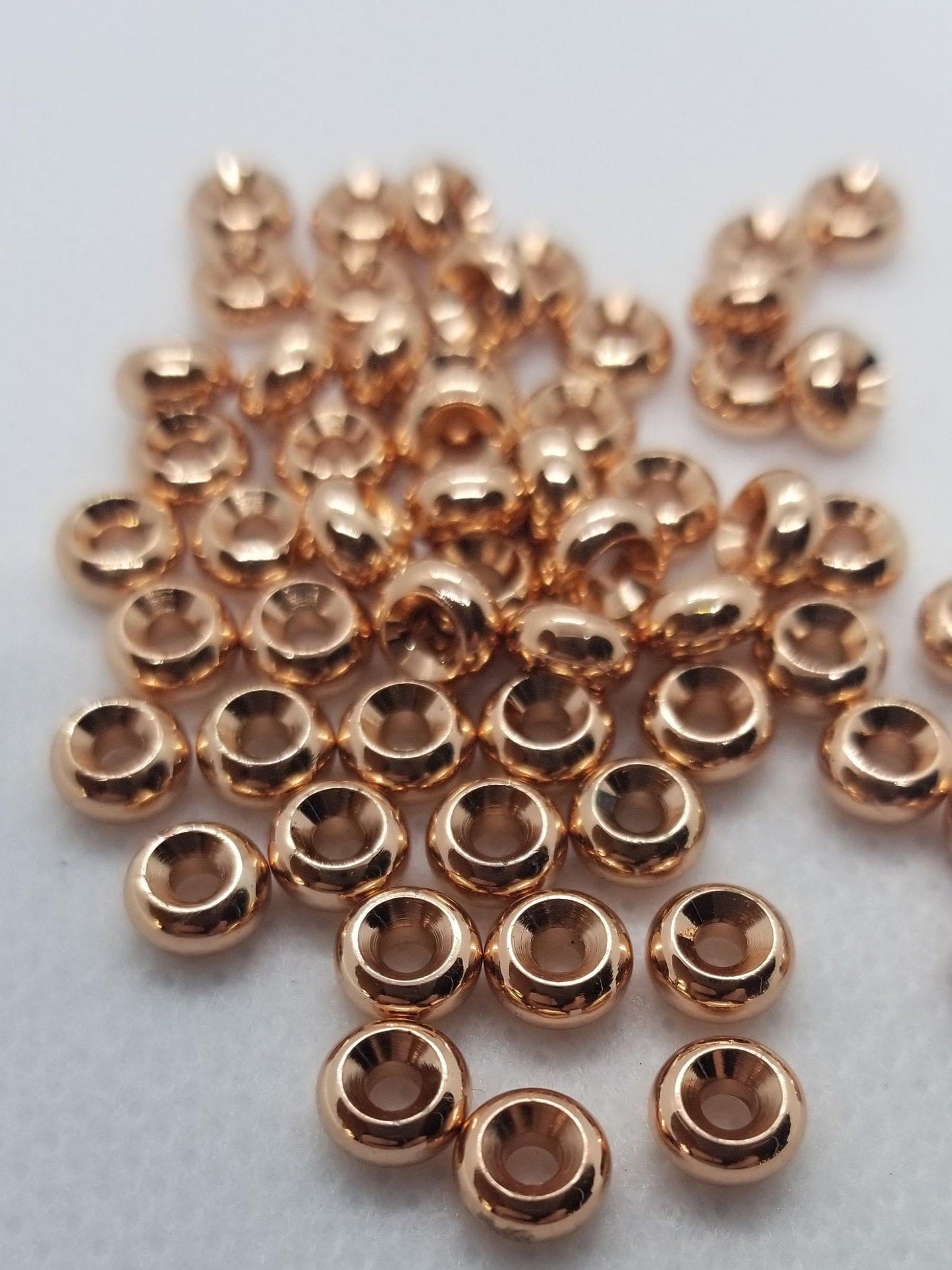 25 pcs Rondelle Bead Spacers, Silver or Rose Gold, Lead, Cadmium & Nickel Free, Donut, Round Edge, 6mmx3mm, Hole 2mm