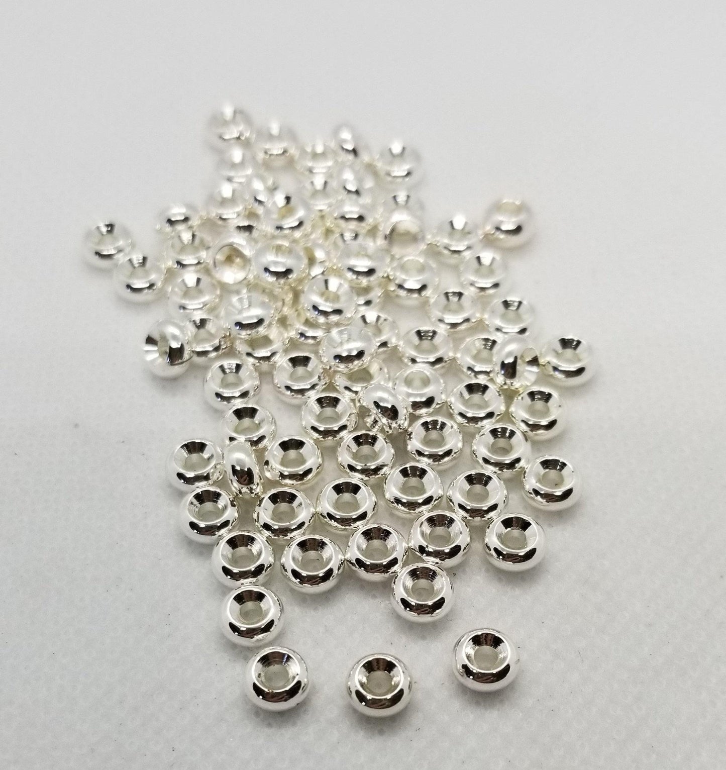25 pcs Rondelle Bead Spacers, Silver or Rose Gold, Lead, Cadmium & Nickel Free, Donut, Round Edge, 6mmx3mm, Hole 2mm