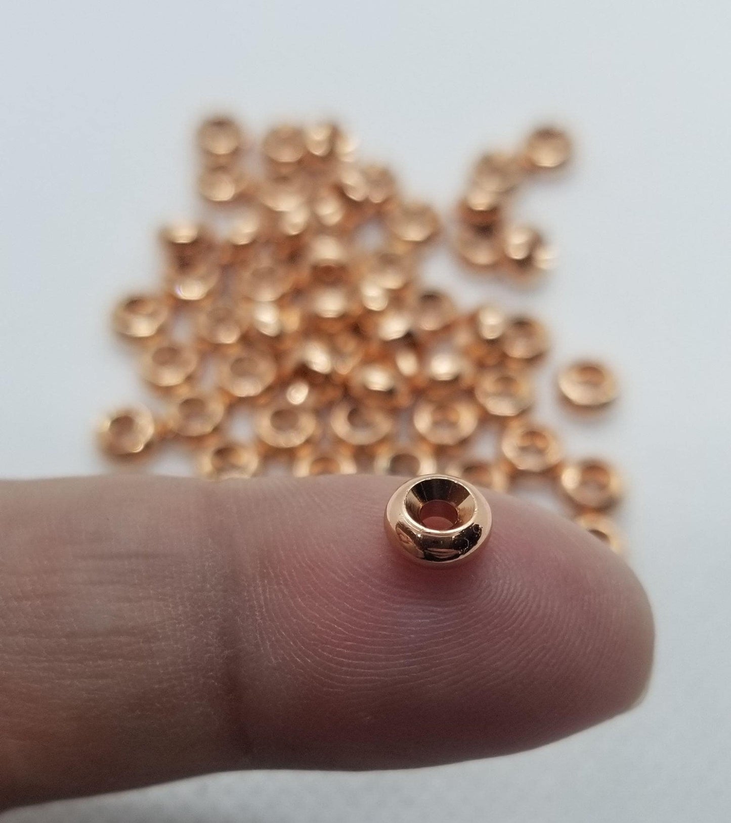 25 pcs Rondelle Bead Spacers, Silver or Rose Gold, Lead, Cadmium & Nickel Free, Donut, Round Edge, 6mmx3mm, Hole 2mm