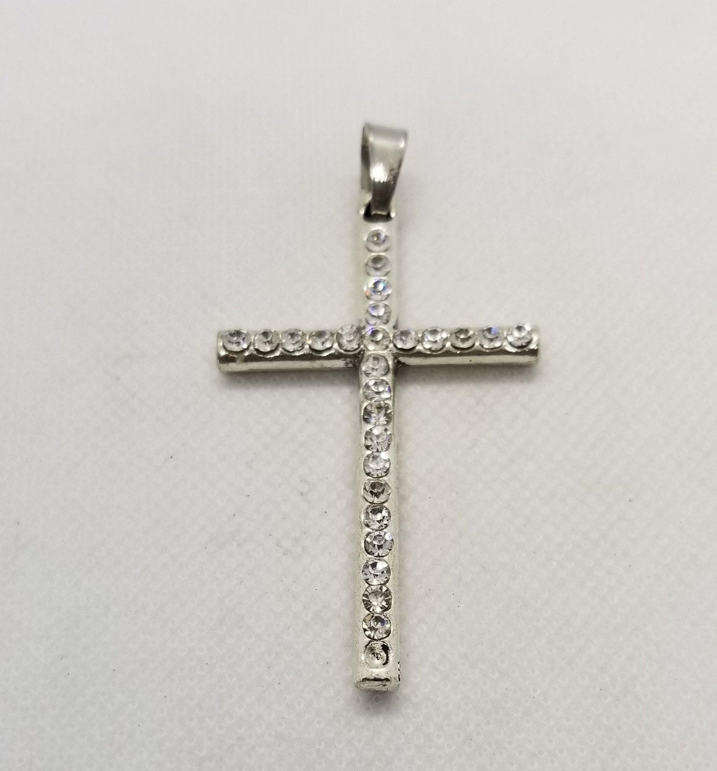 2 pieces Extra Large Silver Cross with Rhinestones, Simple Rhinestone Cross, Big Cross Pendants, Crystal, 75x54x8mm, Hole: 3mm