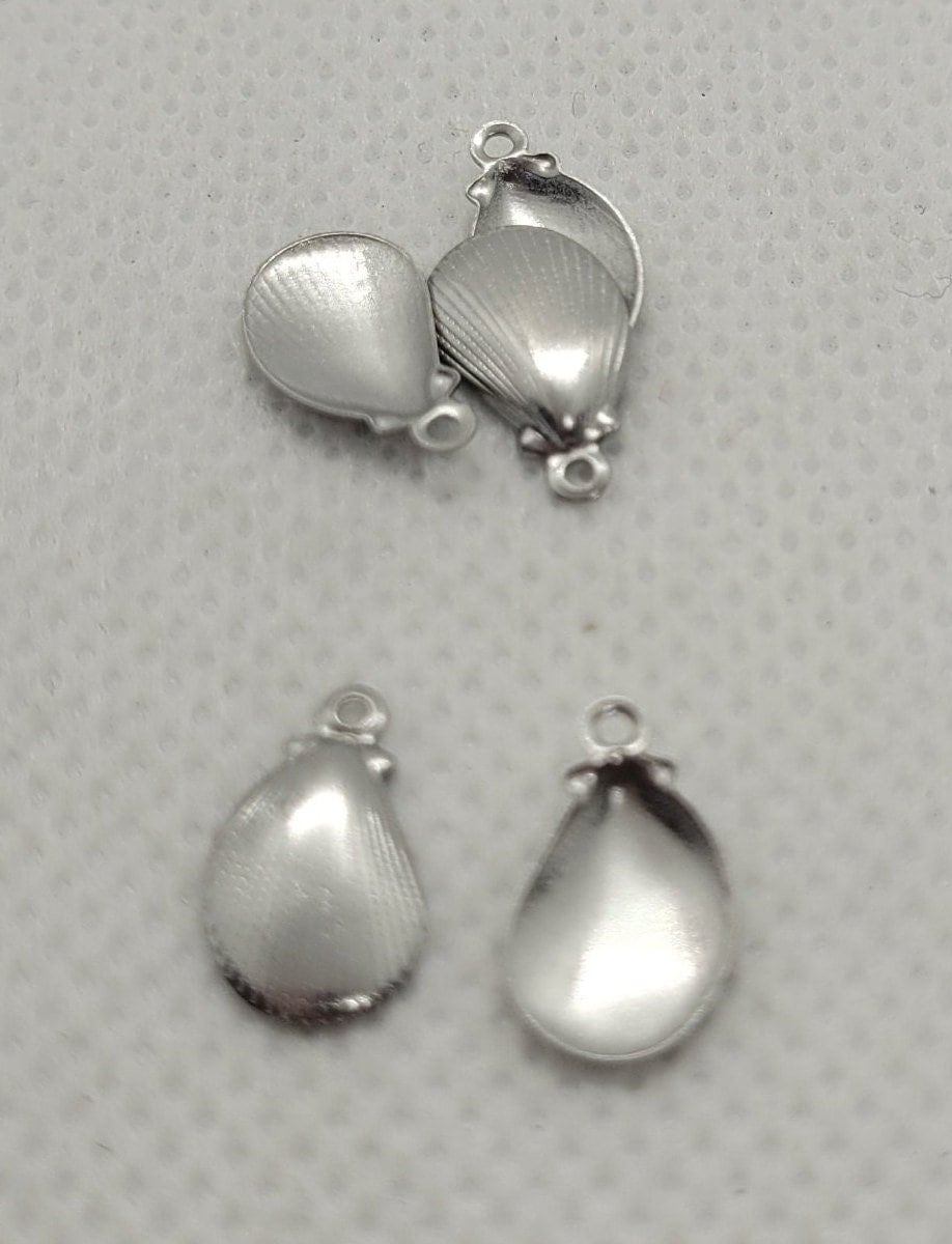Small Silver Shell Charms, 5 pieces, 316 Surgical Stainless Steel, 12x7x1mm, Hole: 1mm, DIY Jewelry Making