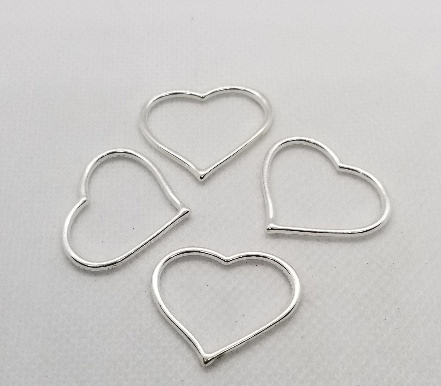 5 pieces Silver Heart Pendants, Linking hearts, Tibetan Style Alloy, Lead, Nickel, Cadmium Free, 28x23mm, 2mm thick