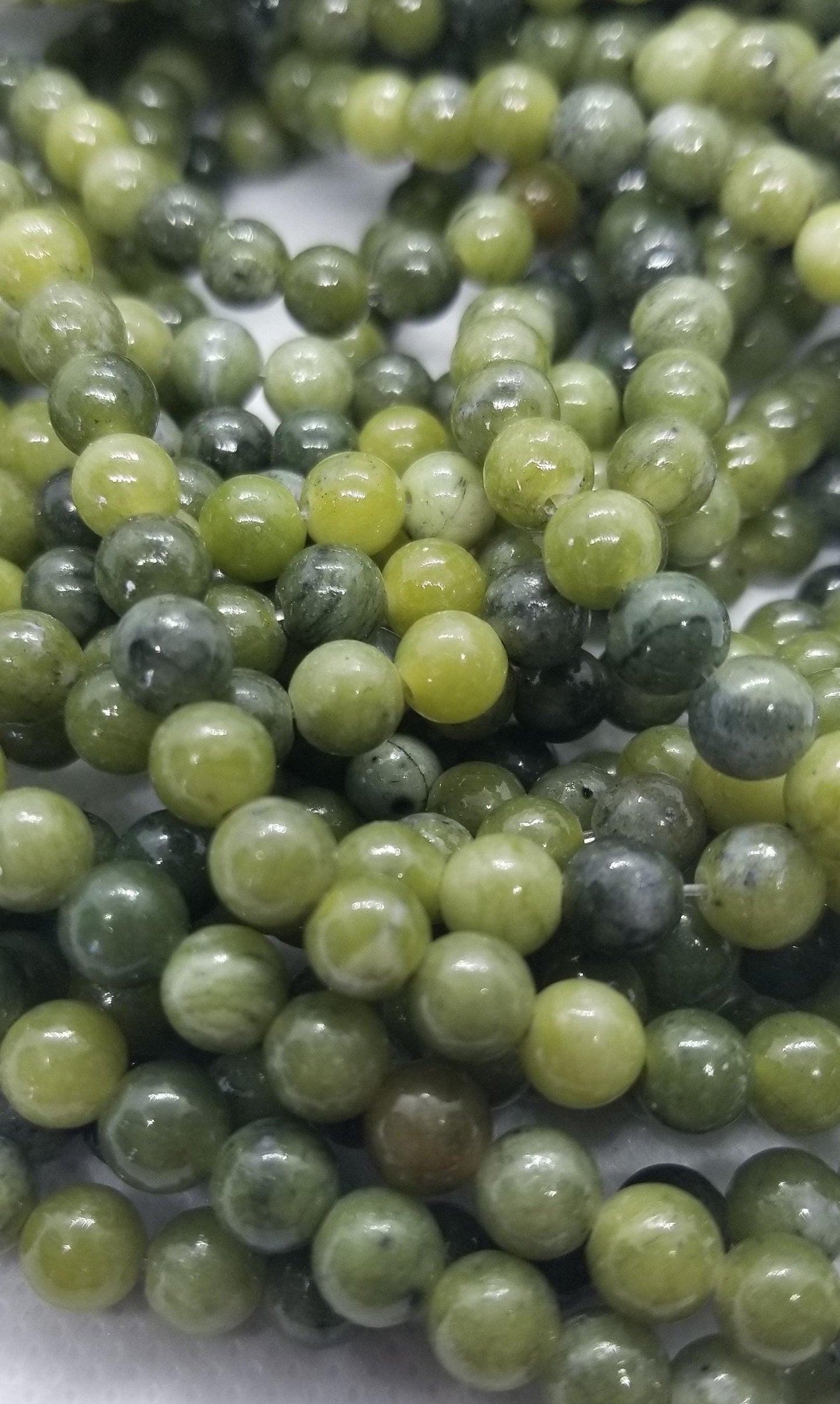 1 strand Natural Chinese Jade Beads, Round, Polished, 6mm, Hole 1mm; about 62pcs/strand, 15.4", Full strand