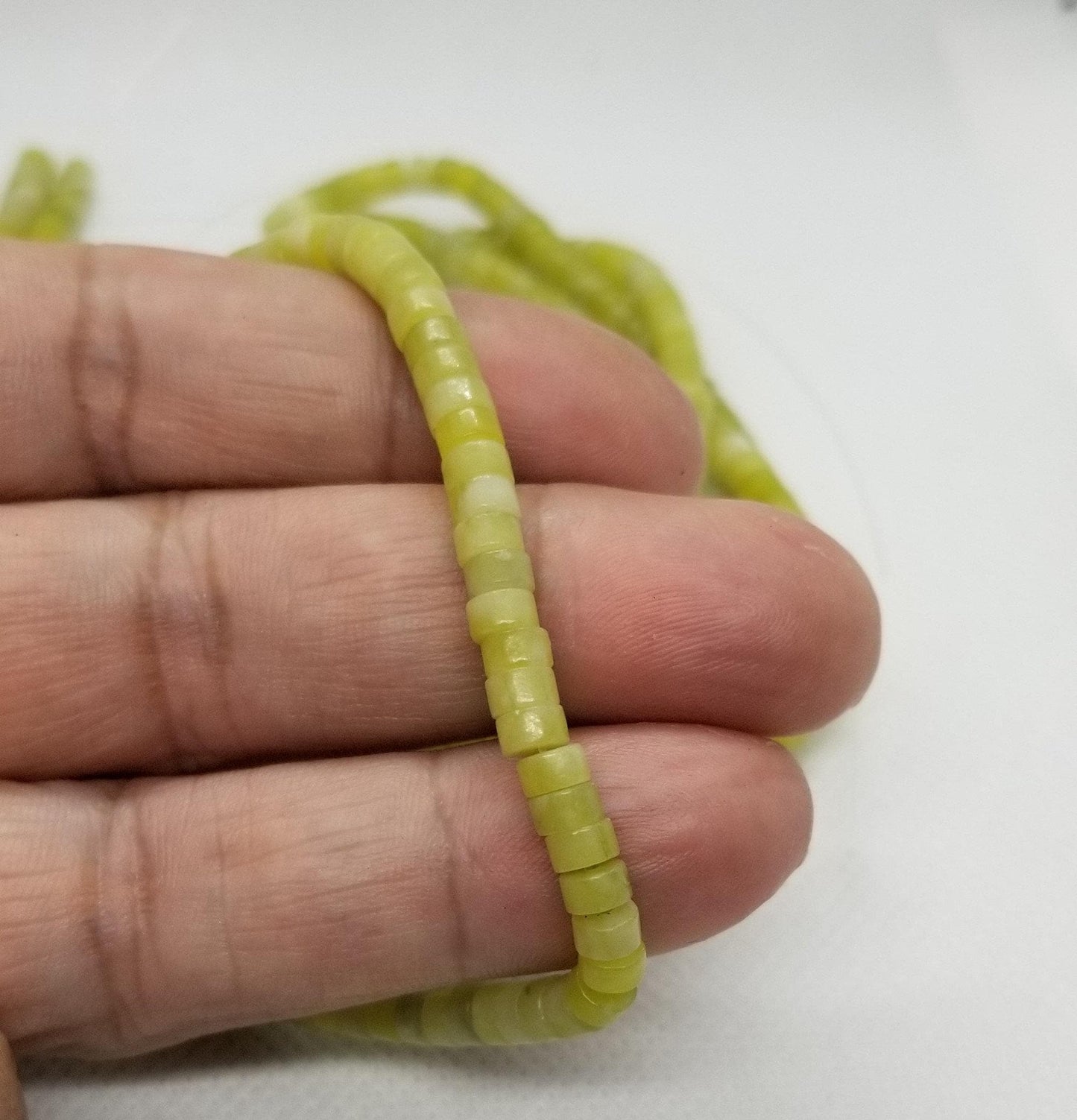 1 strand Unique Natural Chinese Jade Heishi Beads, Heishi Disc, Flat Round Disc, 4x2mm, Hole 0.8mm, about 150pcs/strand, Full 15 inch strand