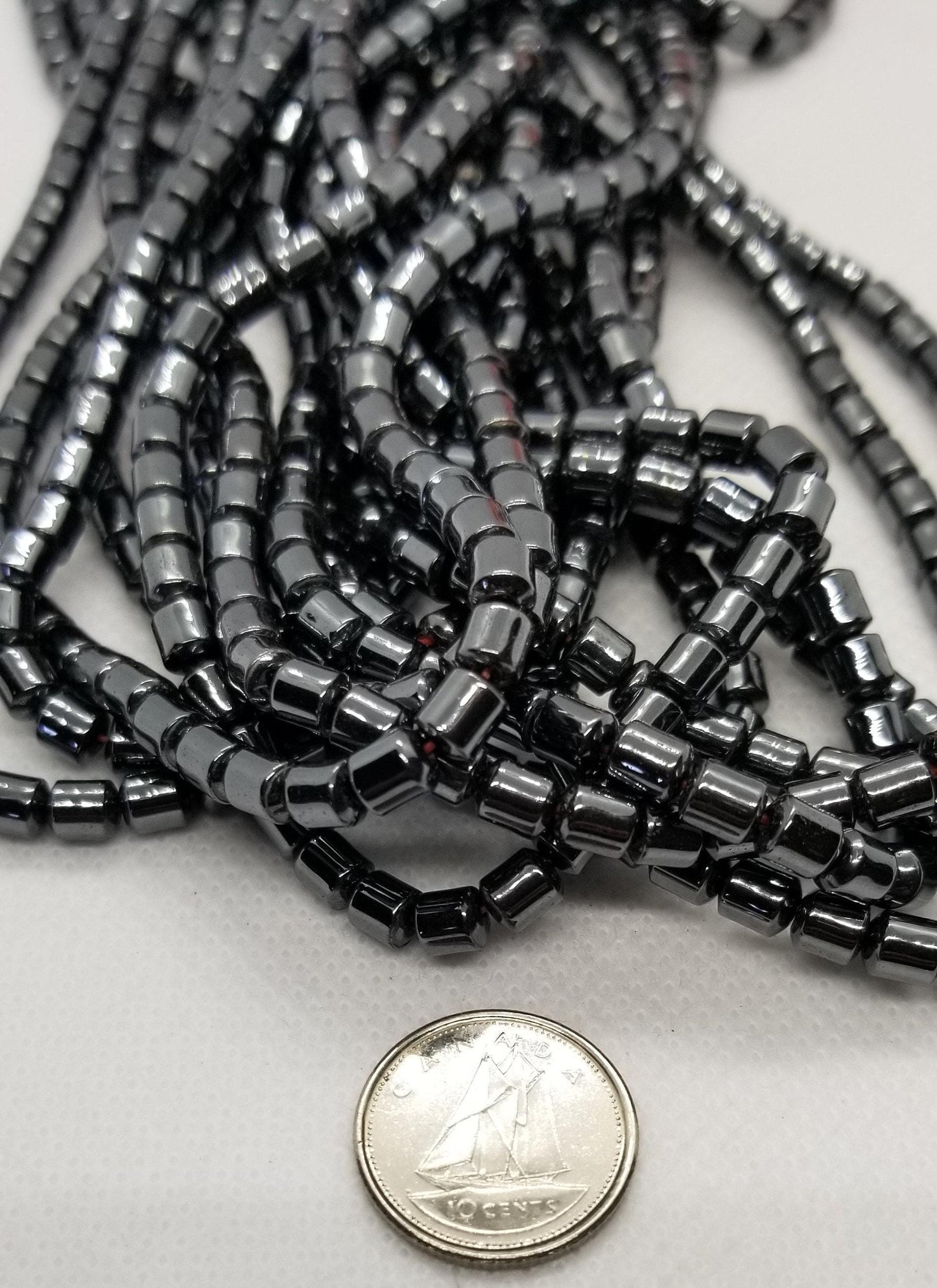 1 strand Black Hematite Tube Beads, Column, Non-Magnetic Synthetic, Black colour plated, 4x5mm, Hole 1mm, about 75pcs/str, 15.5 inch strand