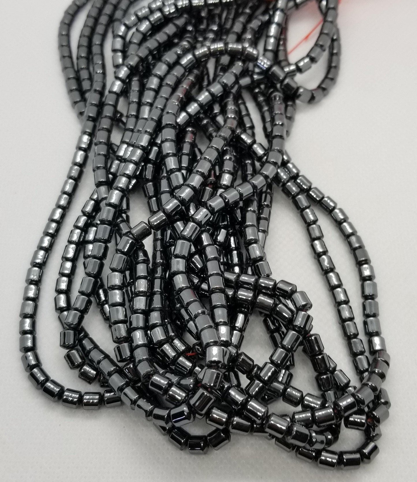 1 strand Black Hematite Tube Beads, Column, Non-Magnetic Synthetic, Black colour plated, 4x5mm, Hole 1mm, about 75pcs/str, 15.5 inch strand