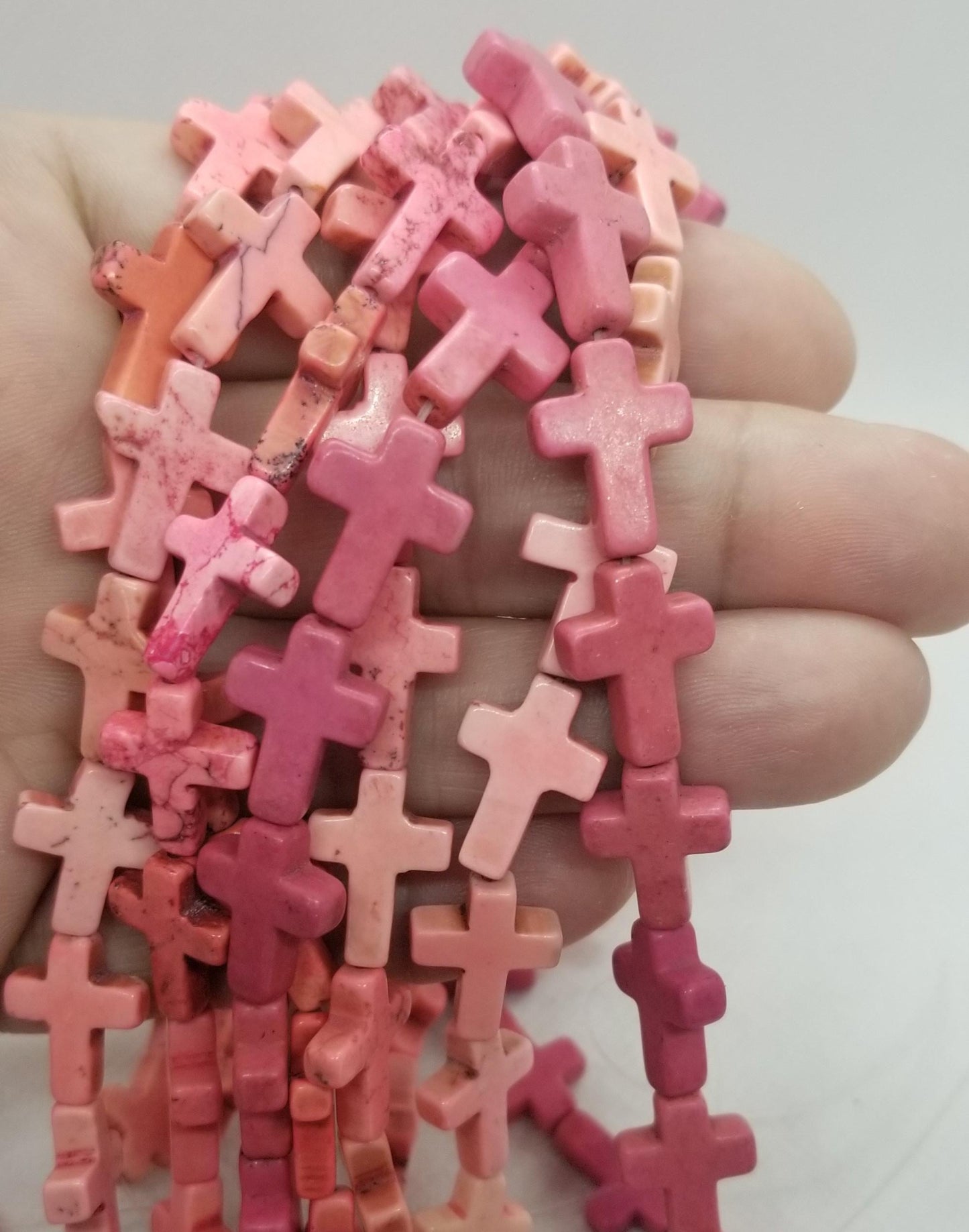 1 strand Natural Magnesite Cross, Full Strand, Choose your colour, Dyed, Heated, 17x12x4mm, Hole 0.5~1mm, 16" strand, approx 25pcs/strand