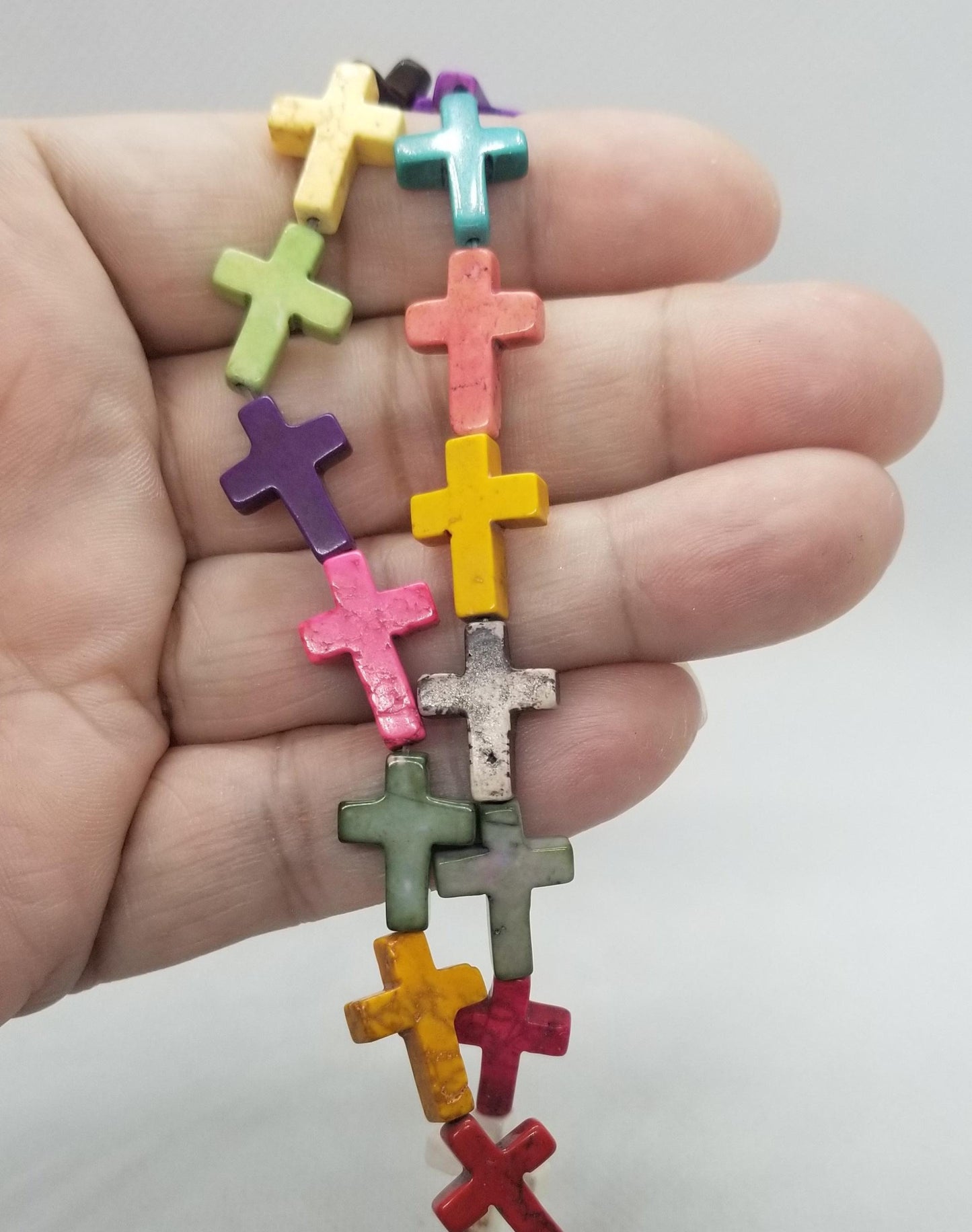 1 strand Natural Magnesite Cross, Full Strand, Choose your colour, Dyed, Heated, 17x12x4mm, Hole 0.5~1mm, 16" strand, approx 25pcs/strand