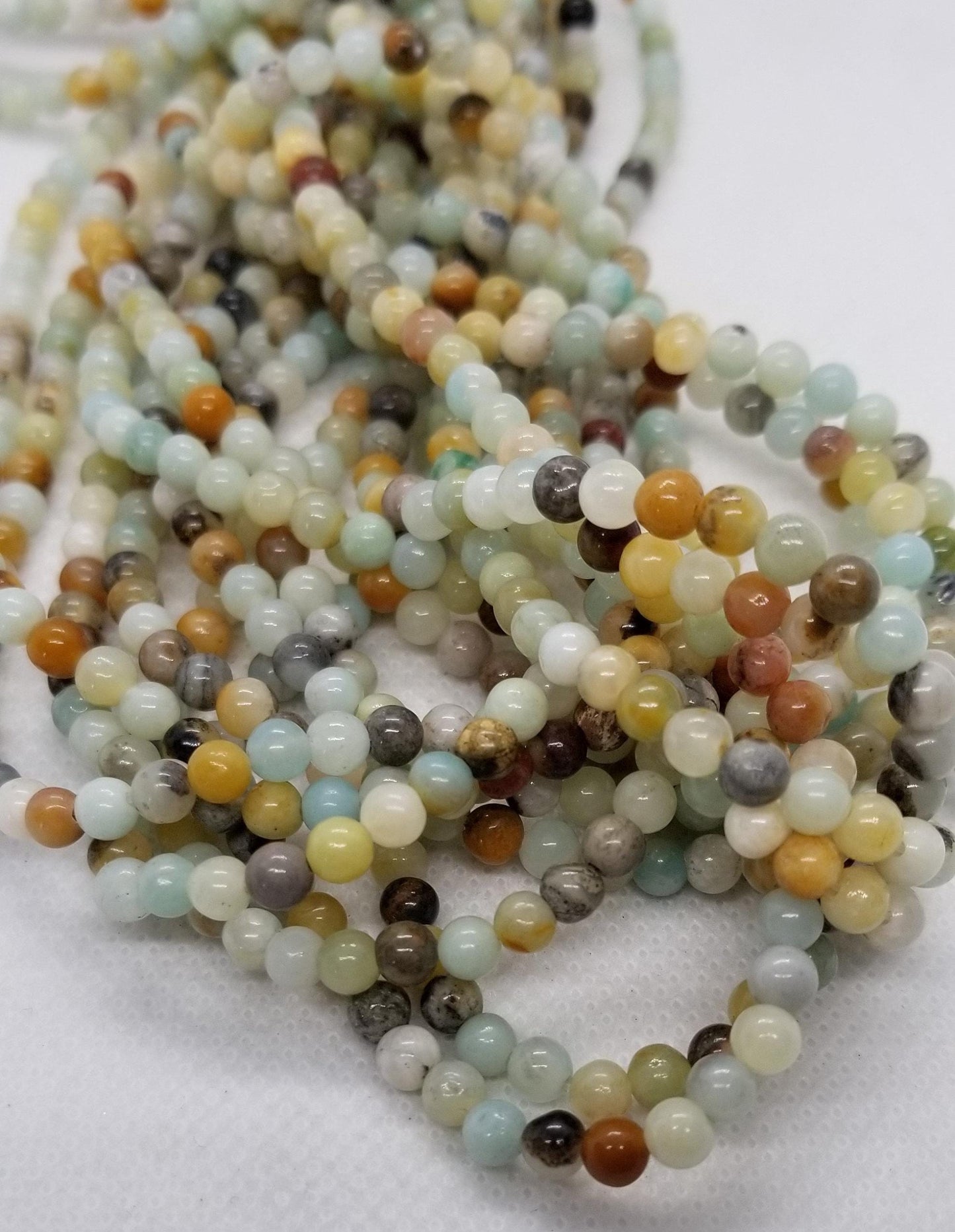 1 strand Natural Amazonite Beads, Polished, Round, 4mm, Hole 1mm, approx 88pcs/strand, Full Strand 15"