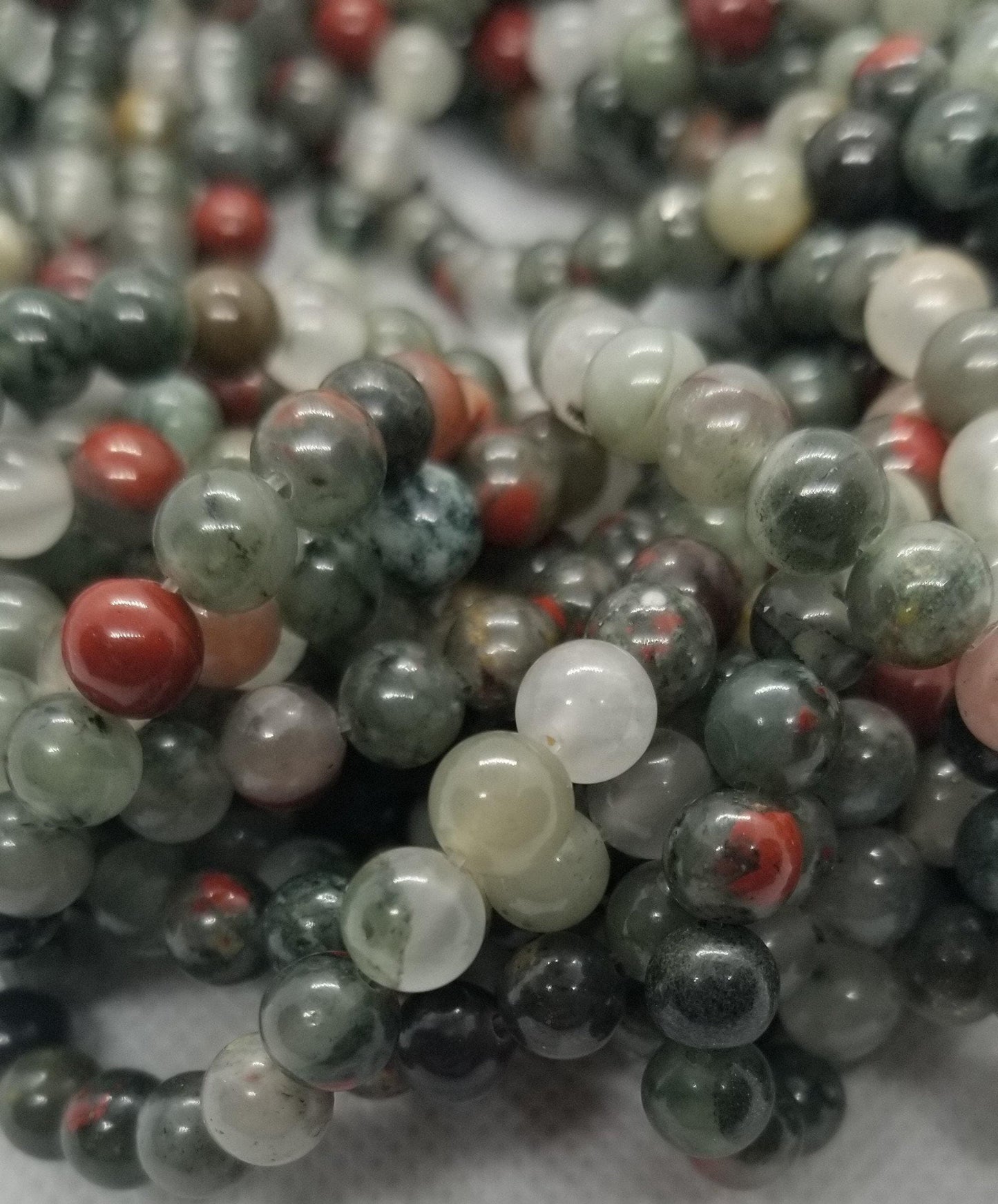 1 strand Natural African Bloodstone Beads, Polished Strands, Heliotrope Beads, Round, 6mm, Hole 1mm, about 60pcs/strand, 15" Full Strand