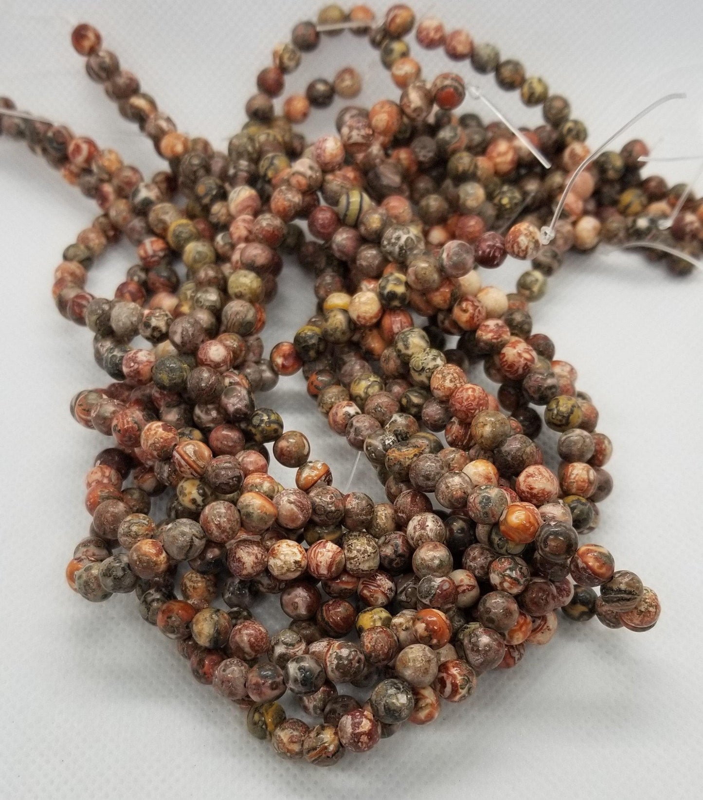 1 strand Natural Leopard Skin Jasper Beads, Round, Polished, about 6mm, Hole 1mm, about 60pcs per strand, Full 15'' strand