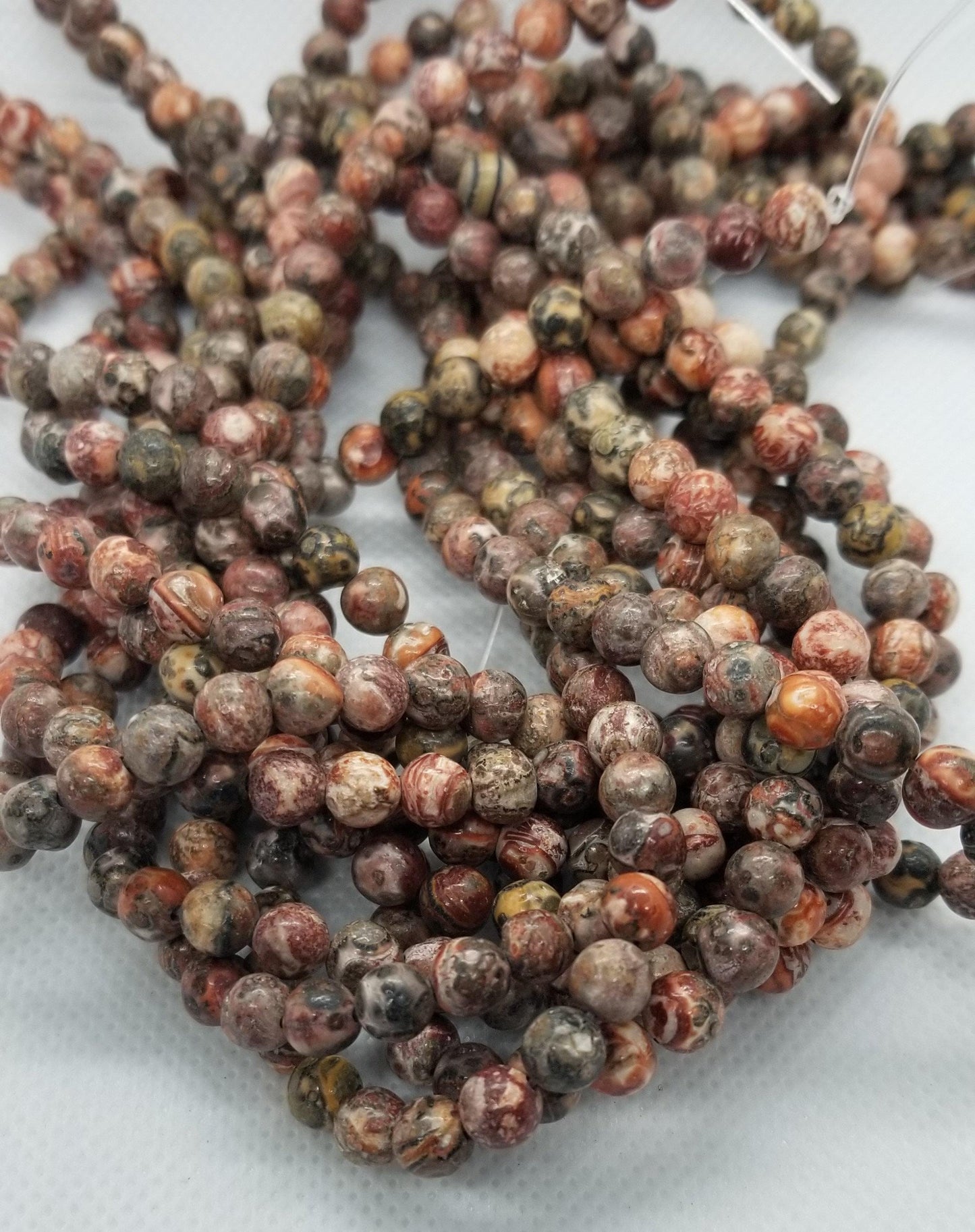 1 strand Natural Leopard Skin Jasper Beads, Round, Polished, about 6mm, Hole 1mm, about 60pcs per strand, Full 15'' strand