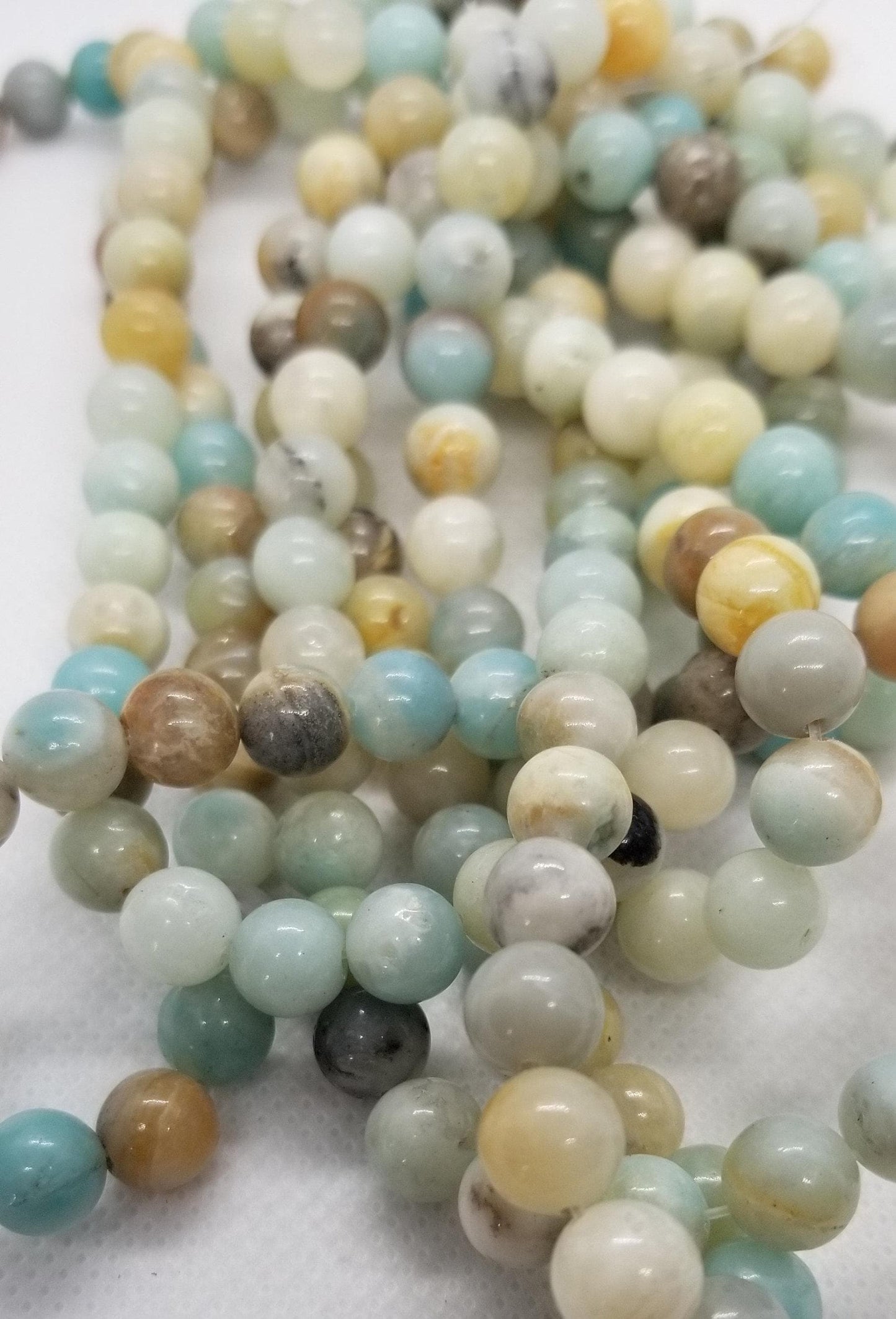 1 Strand Natural Amazonite Beads, Polished, Round, 6mm or 8mm, Hole 1mm, Full strand 15 inches(38cm) each, see description for details