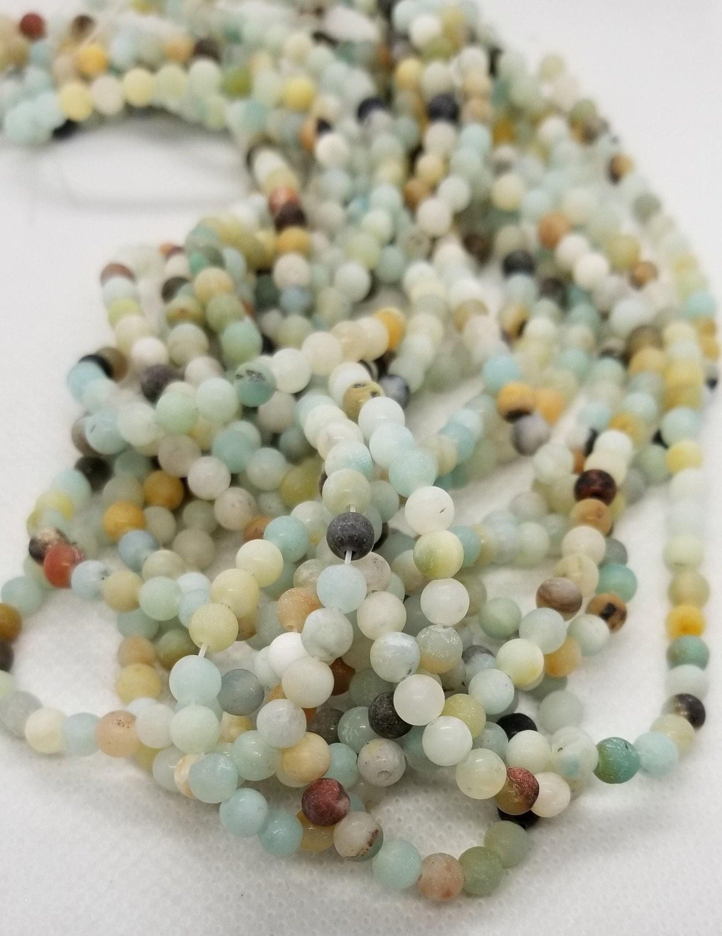 Natural Amazonite Beads, Frosted, Matte, 1 strand, Round, 4mm, Hole 1mm, approx 88pcs/strand, Full Strand 15"