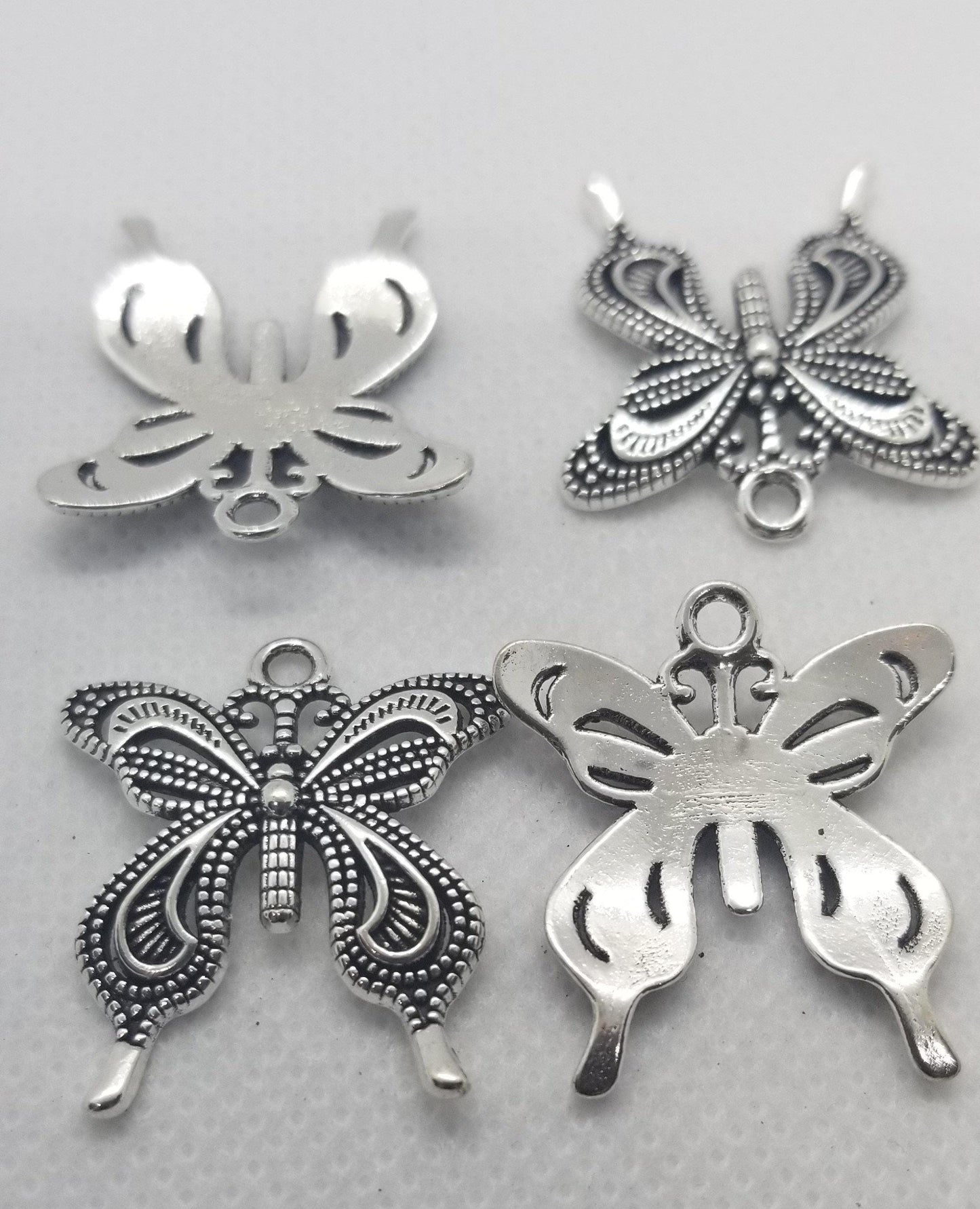 5 pieces Silver Butterfly Pendant, Tibetan Style Alloy, Nickel Free, Lead Free, Antique Silver, 26.5x24x3mm, Hole 2mm