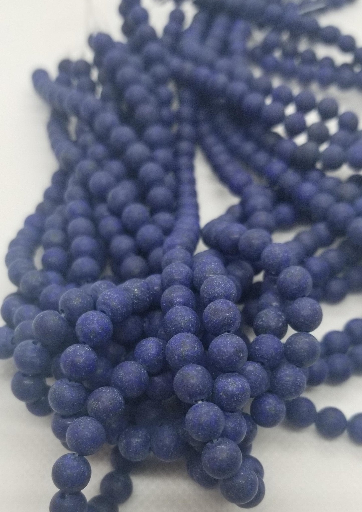 1 strand Natural Lapis Lazuli Beads, Round, Frosted, Dyed, 6~6.5mm, Hole 1mm, about 60pcs per strand, 15 inches, full strand
