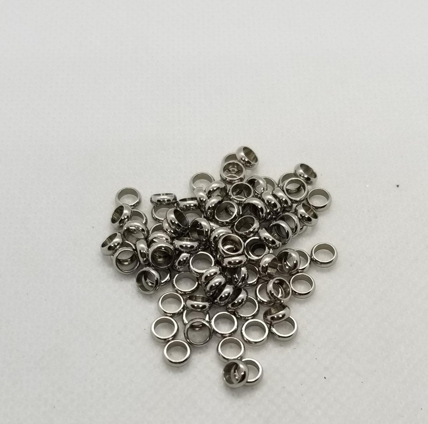 10 pieces 201 Stainless Steel Rondelle Ring Spacer Beads, Silver Stainless Steel Color, 5x1.5mm, Hole 3.5mm