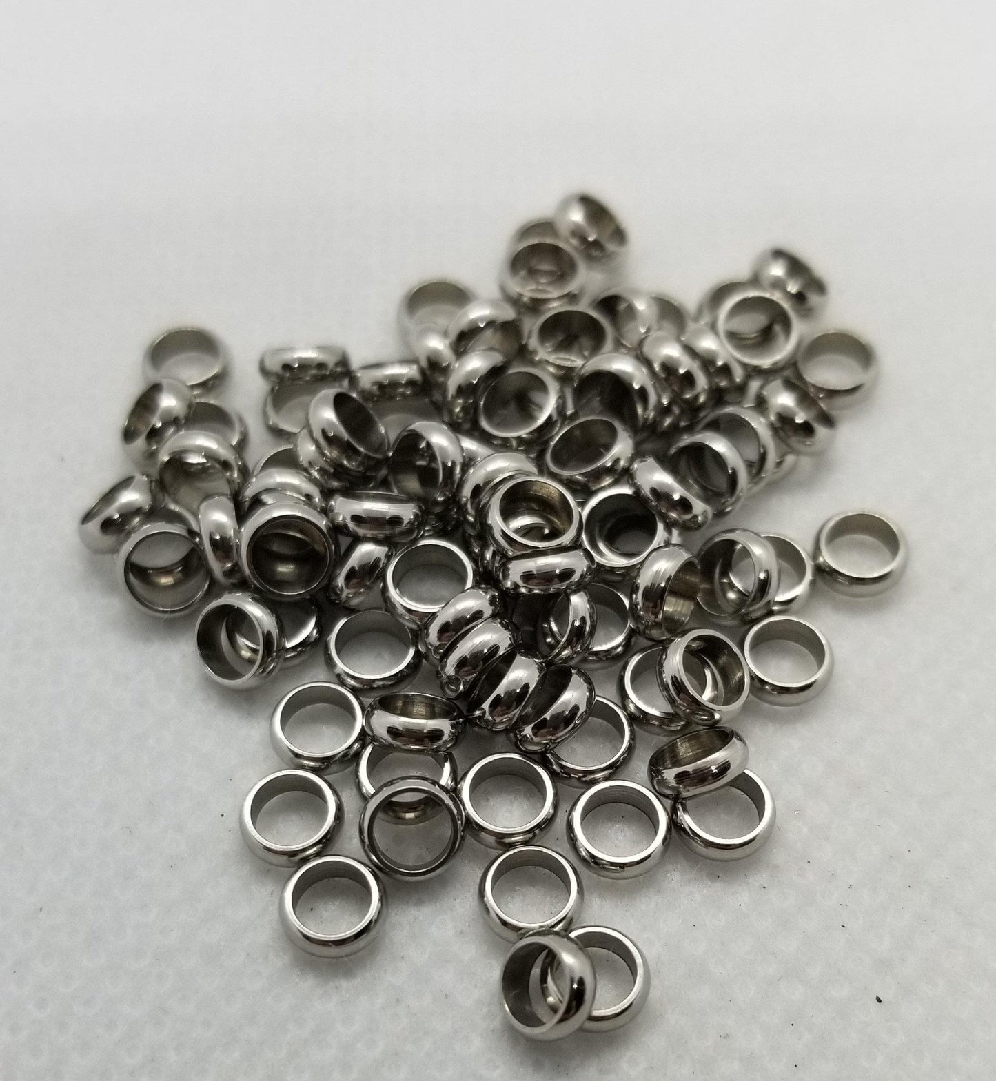 10 pieces 201 Stainless Steel Rondelle Ring Spacer Beads, Silver Stainless Steel Color, 5x1.5mm, Hole 3.5mm