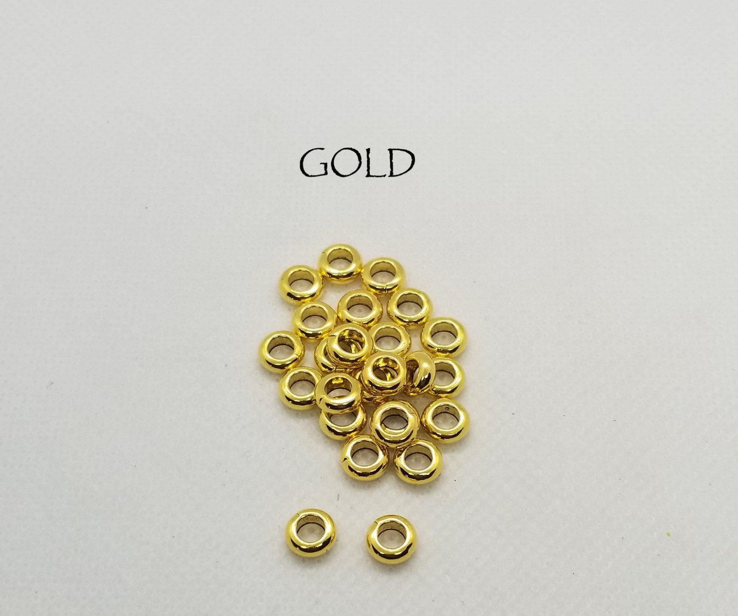 25 pcs Donut Spacer Beads, Rondelle, Lead, Nickel, Cadmium Free, Silver, Gold, Gunmetal or Antique Bronze, 7mm x 3mm, hole 4mm, large hole