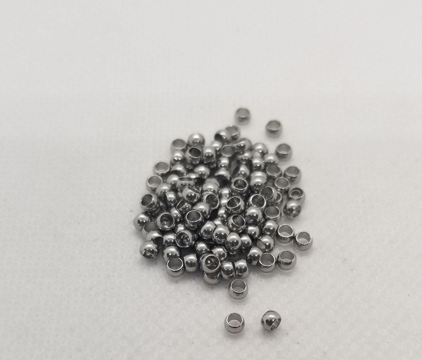 10 pieces 304 Stainless Steel Rondelle Spacer Beads, Small Rondelle, Stainless Steel Color, 3x2mm, Hole 1.8mm