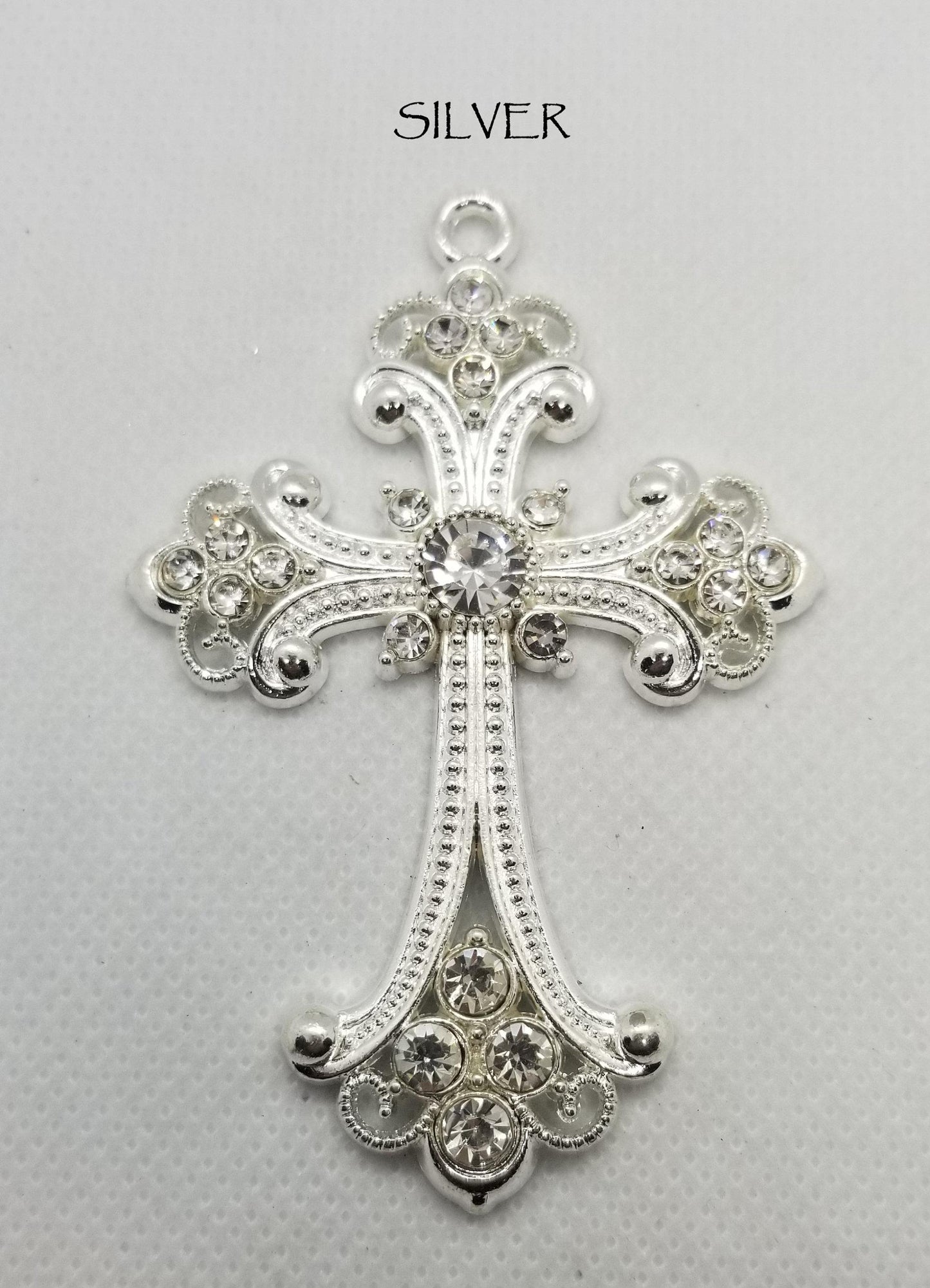 2 pcs Extra Large Rhinestone Cross, Big Pendant, Choose from Silver, Antique Silver, Gold or Antique Gold, 75x50x7mm, Hole 3.5mm