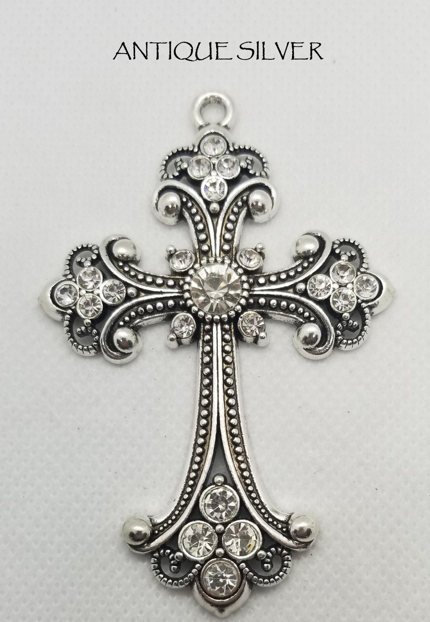 2 pcs Extra Large Rhinestone Cross, Big Pendant, Choose from Silver, Antique Silver, Gold or Antique Gold, 75x50x7mm, Hole 3.5mm