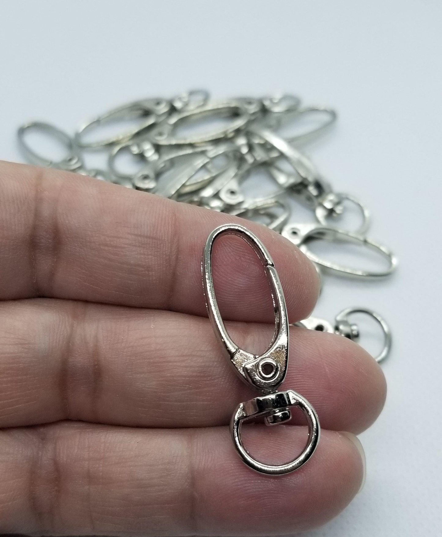 5 pieces Swivel Snap Hooks Clasps, Silver, 37x13.5mm, Hole: 10x5mm, Zipper pull for keyrings, tassels, bag hardware