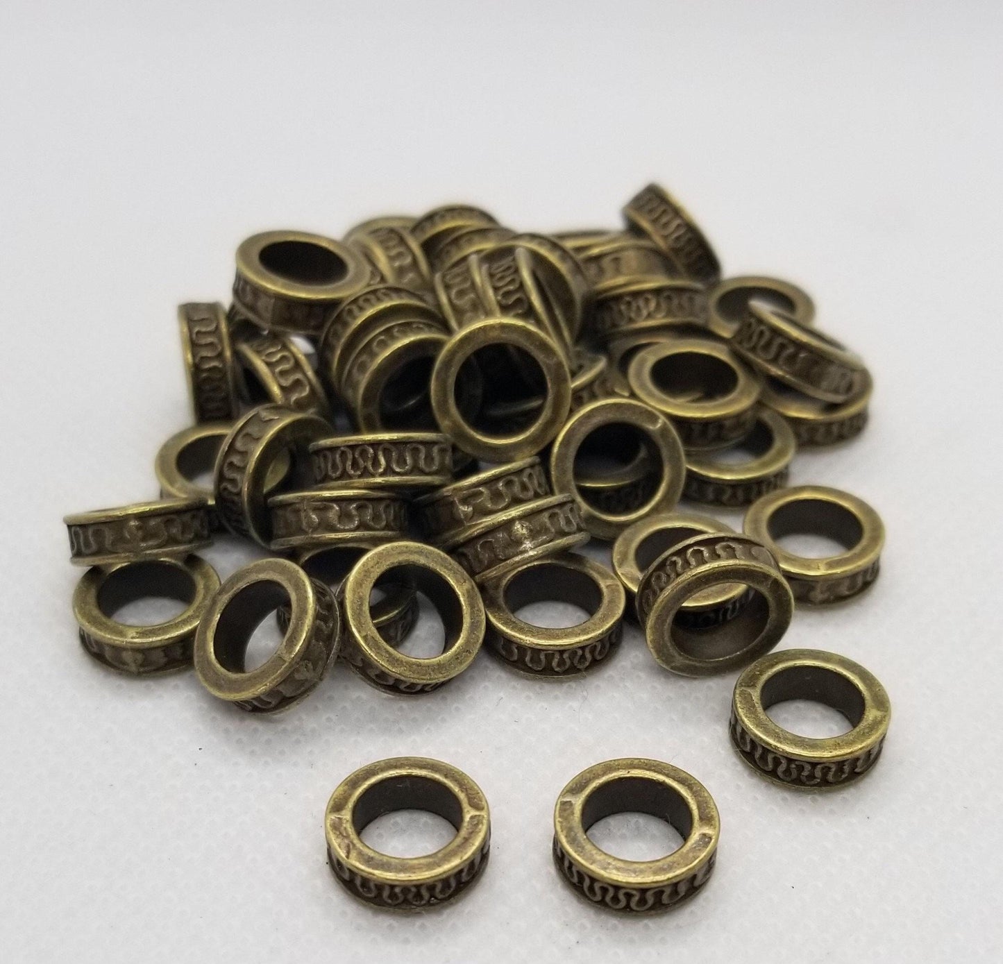 5 pieces Antique Bronze Rondelle, Tibetan Style Spacers, Lead, Cadmium, Nickel Free, about 11x4mm, Inner 7mm, Large Hole Hair or Beard beads