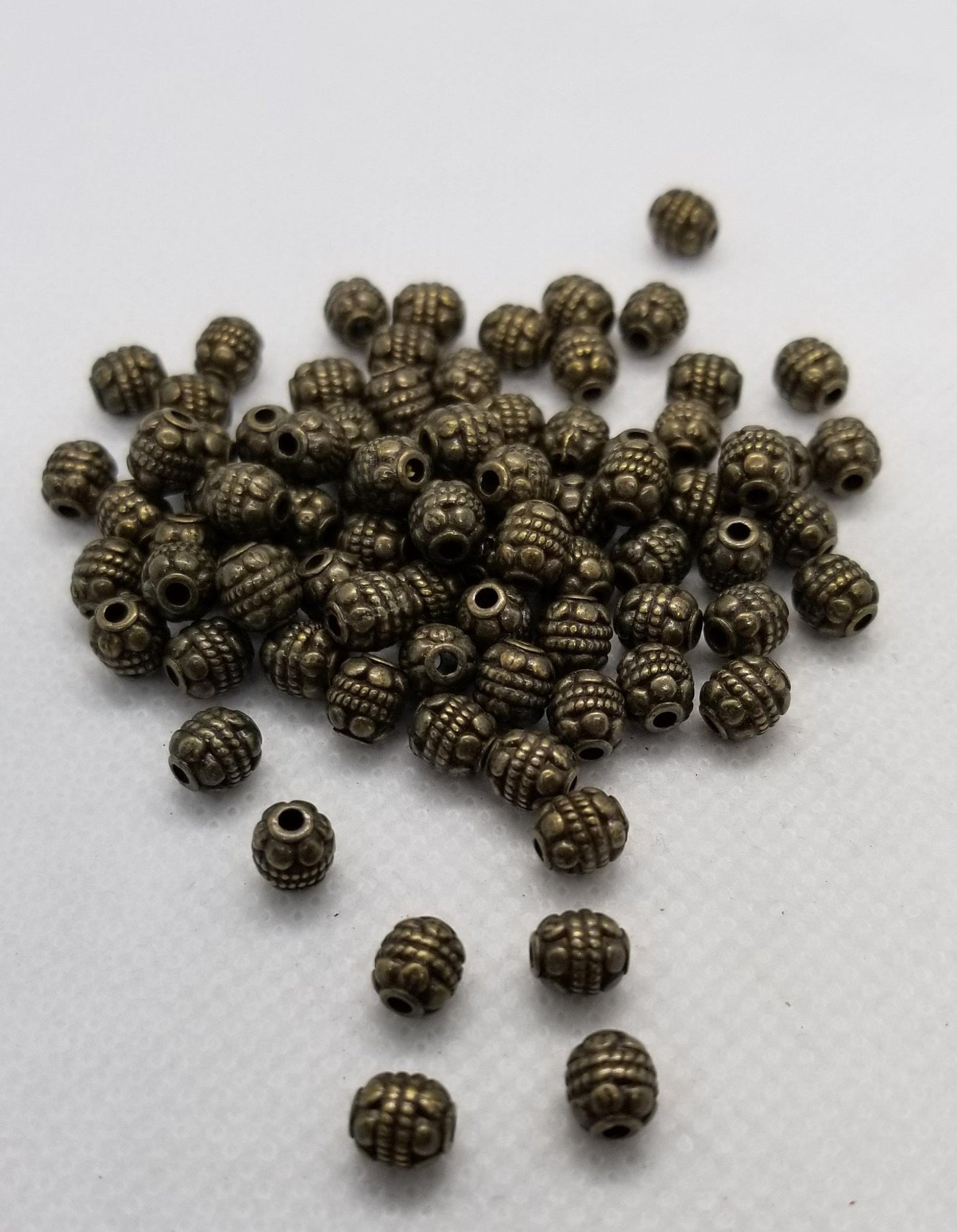 10 pieces Antique Bronze Barrel Beads, Tibetan Style Spacer Beads, Oval, Cadmium, Nickel, Lead Free, 5~5.5x6mm, Hole 1mm