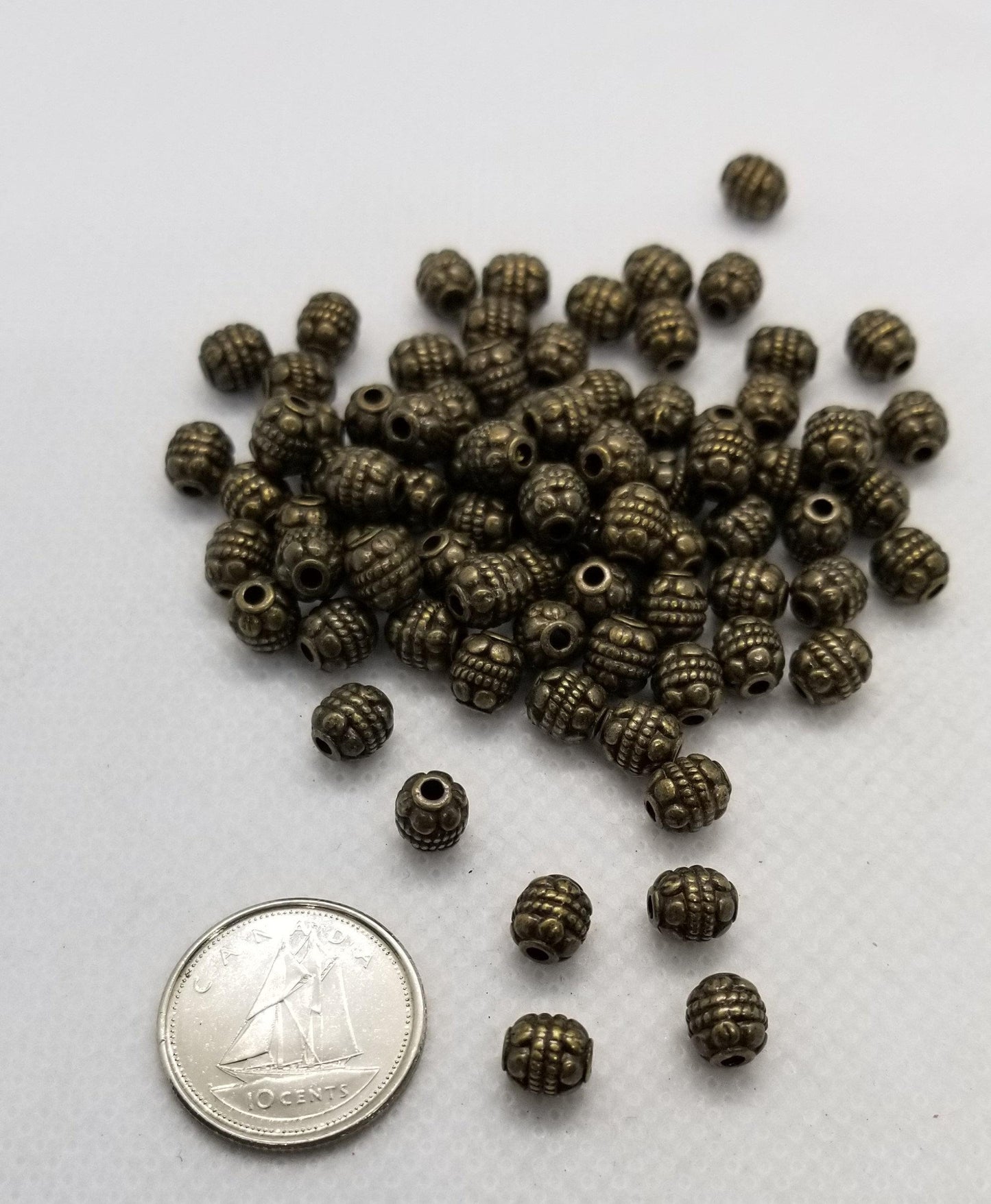 10 pieces Antique Bronze Barrel Beads, Tibetan Style Spacer Beads, Oval, Cadmium, Nickel, Lead Free, 5~5.5x6mm, Hole 1mm