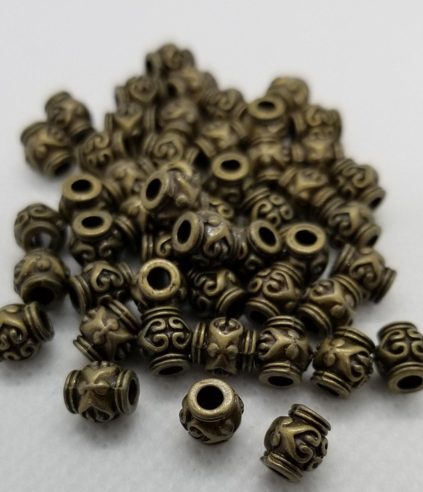 10 pieces Bronze Barrel Spacer Bead, Tibetan Style Alloy, Vase, Cadmium, Nickel, Lead Free, Antique Bronze, 7x6mm, Hole 2mm