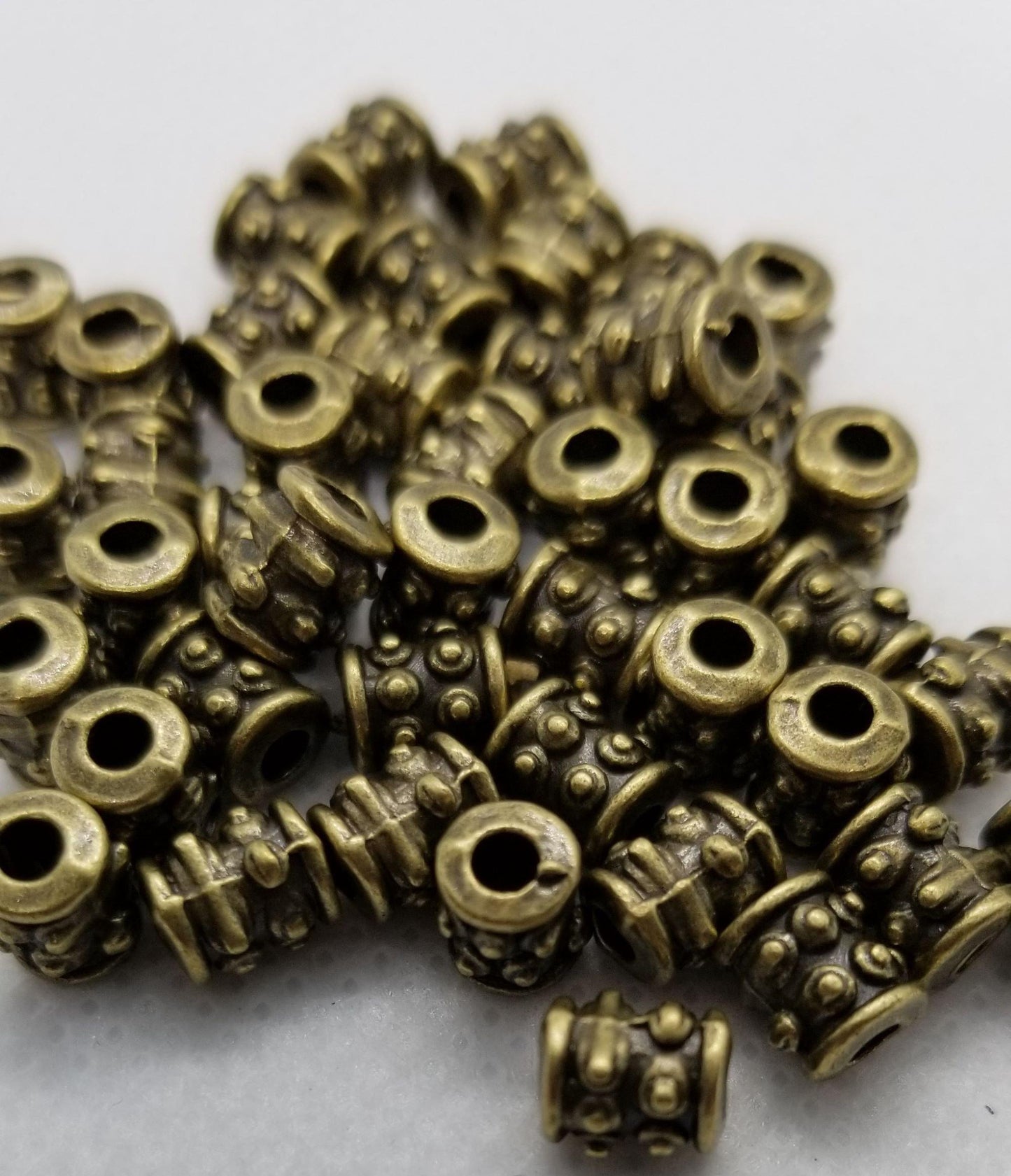 25 pcs Column Spacer Beads, Tibetan Style, Lead, Cadmium, Nickel free, Column, Antique Bronze, 6mm x 6mm, hole 2mm