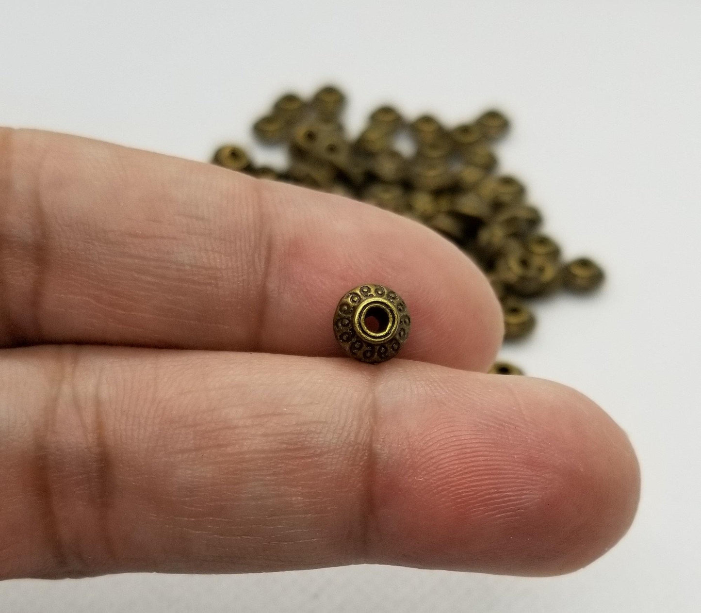 10 pieces Bronze Bicone Disc Spacer Bead, Tibetan Style Alloy, Lead, Cadmium Free, Antique Bronze Color, 7x7x4.5mm, hole 2mm