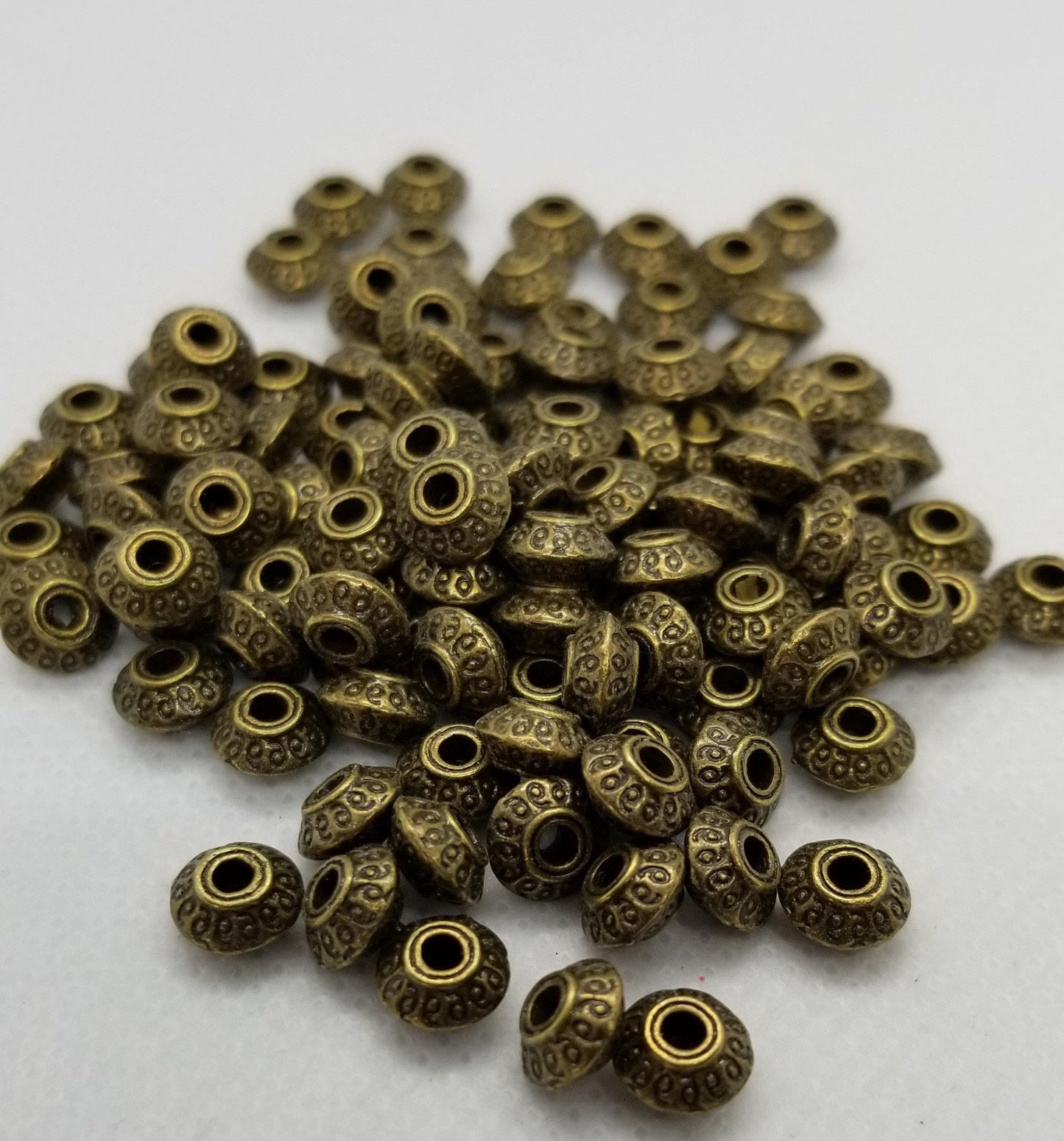 10 pieces Bronze Bicone Disc Spacer Bead, Tibetan Style Alloy, Lead, Cadmium Free, Antique Bronze Color, 7x7x4.5mm, hole 2mm