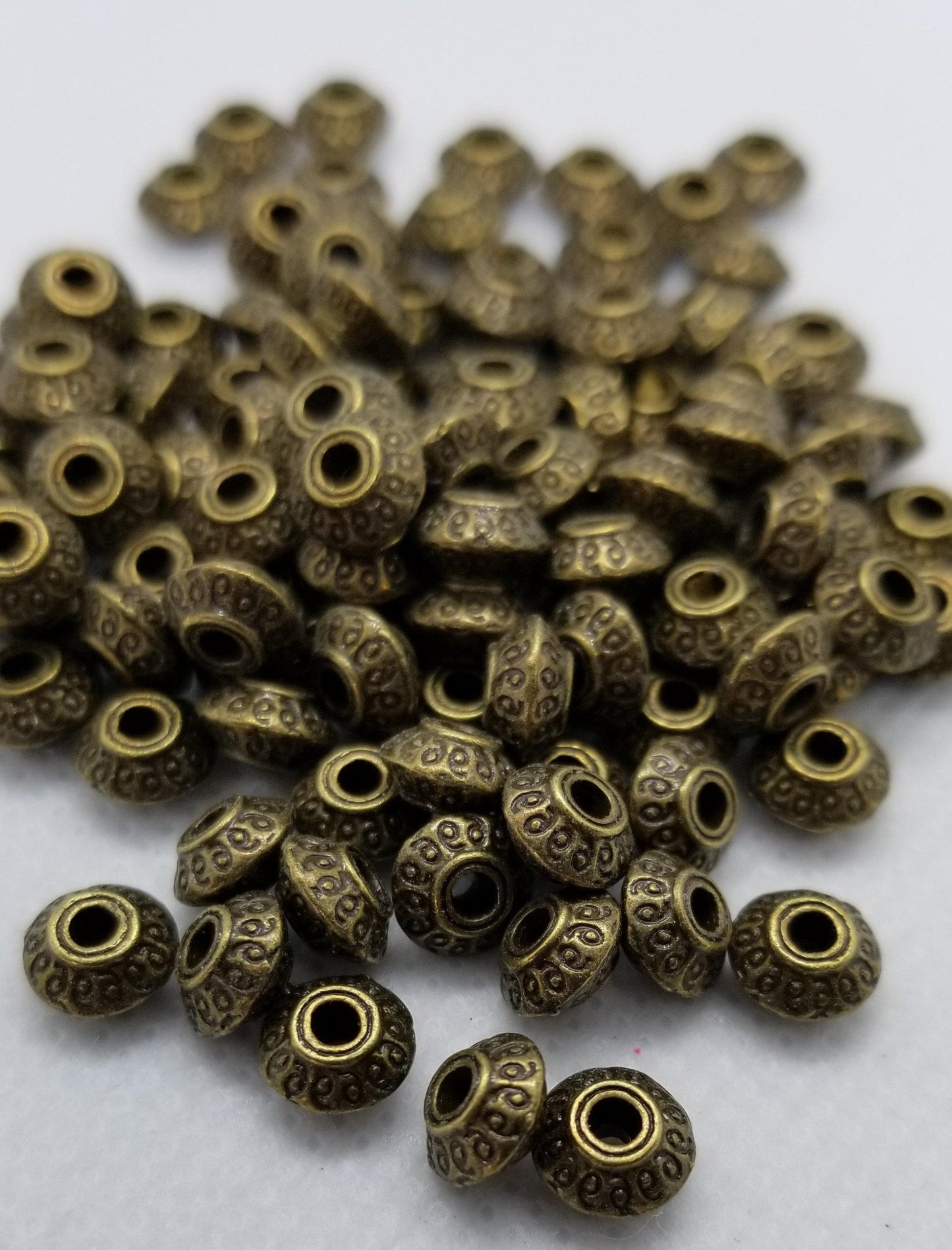 10 pieces Bronze Bicone Disc Spacer Bead, Tibetan Style Alloy, Lead, Cadmium Free, Antique Bronze Color, 7x7x4.5mm, hole 2mm