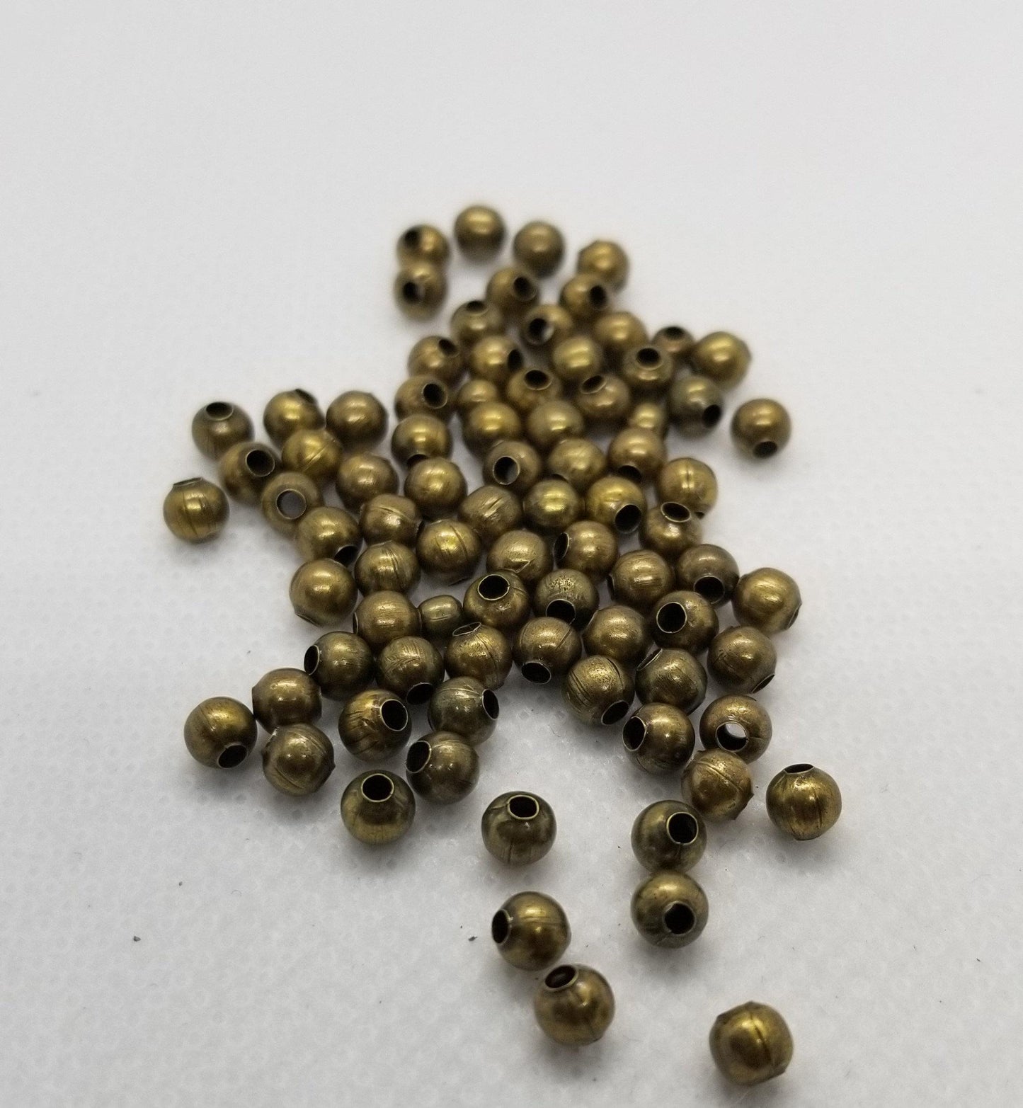 50 Bronze Spacer Beads, Round, Nickel Free, Antique Bronze Color, 4mm, hole: 1.5mm
